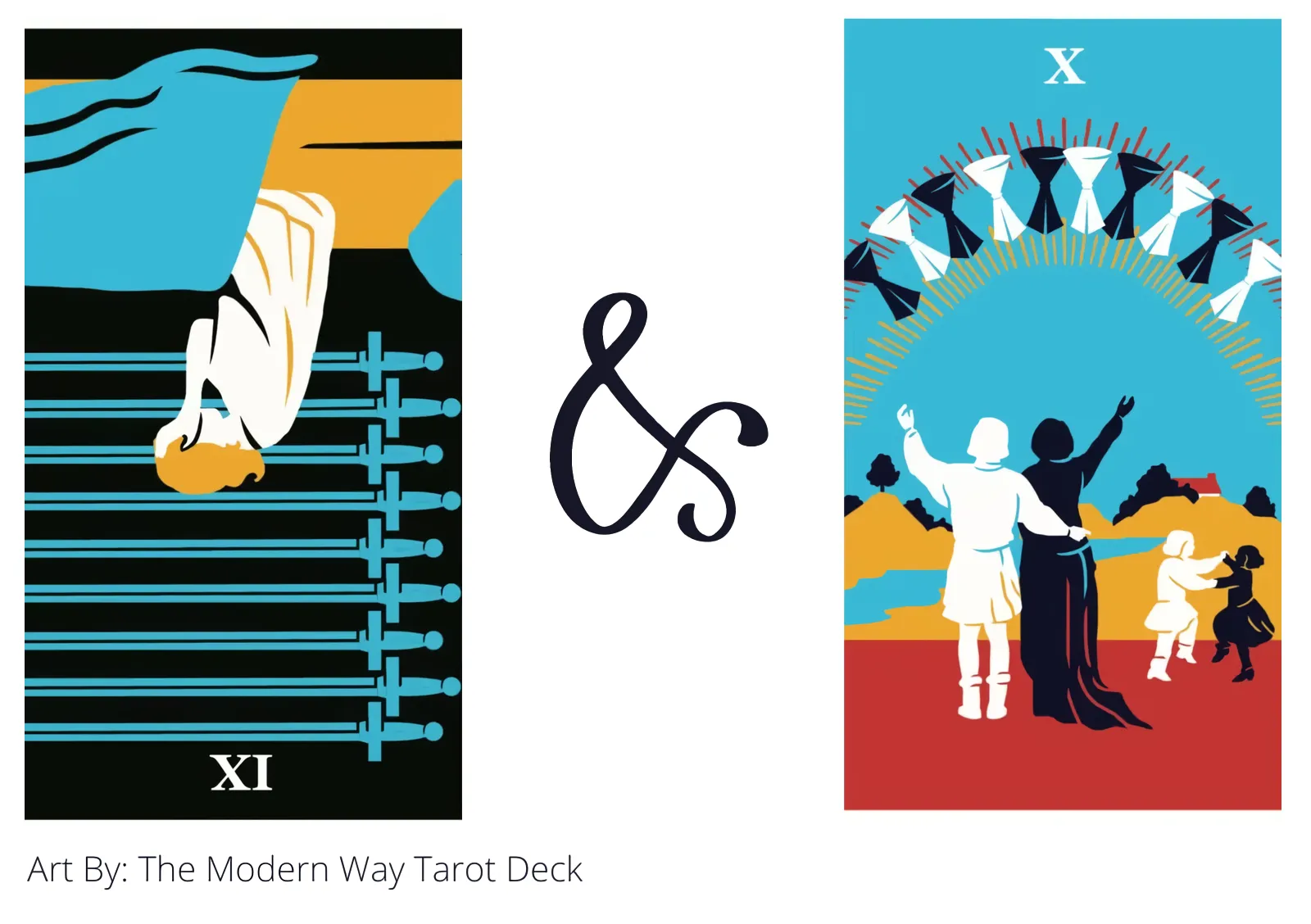 nine of swords reversed and ten of cups tarot cards together