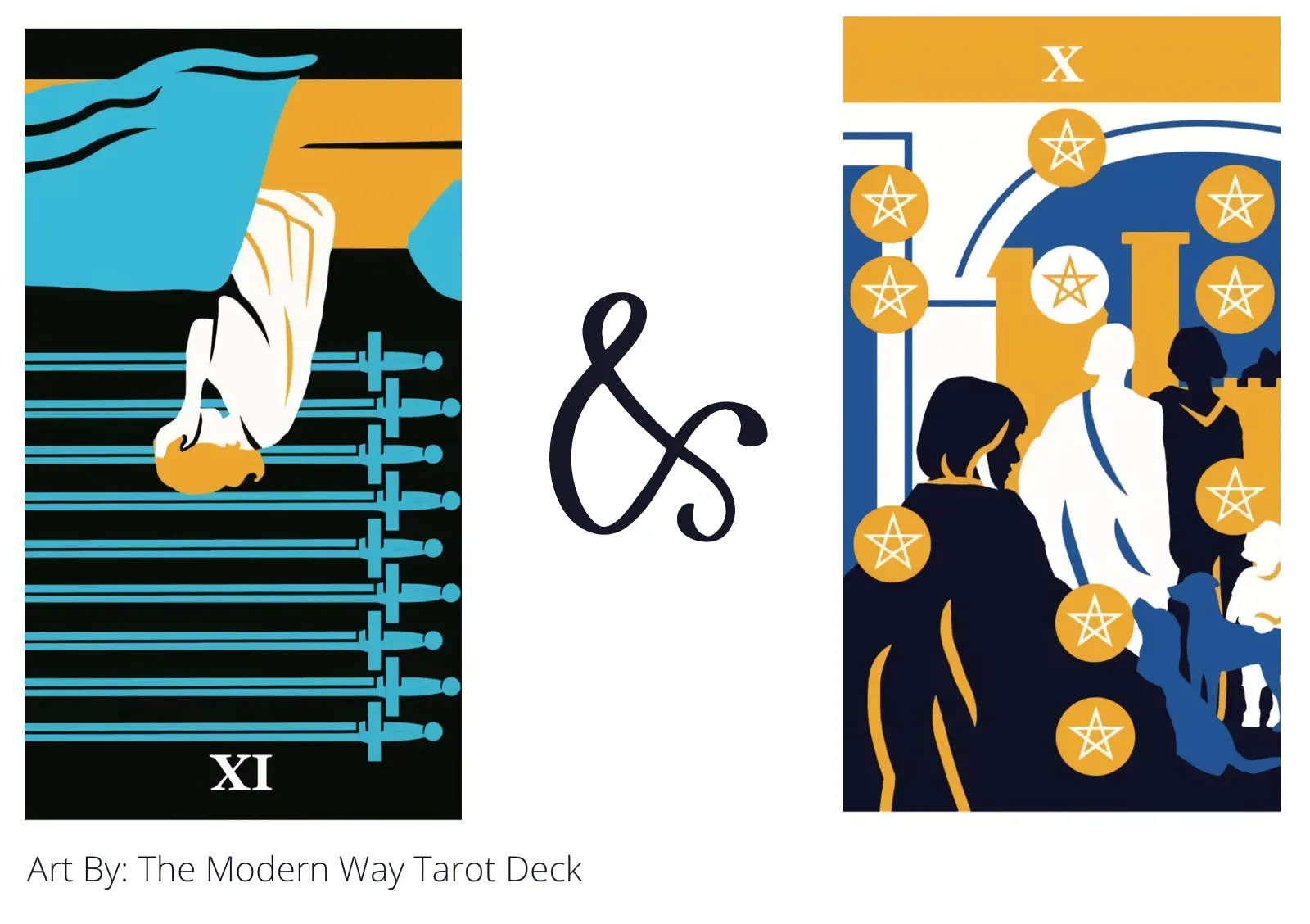 nine of swords reversed and ten of pentacles tarot cards together
