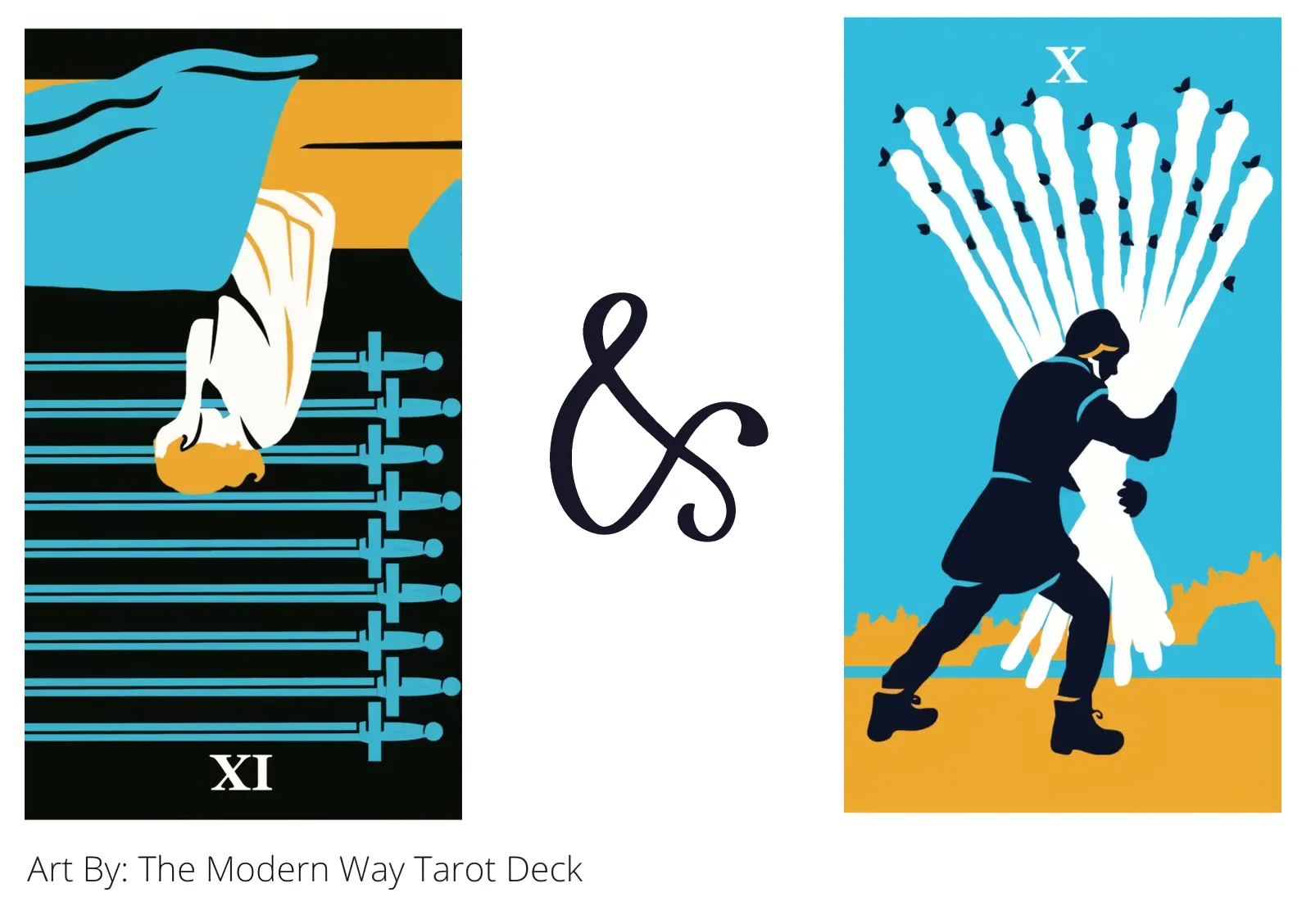 nine of swords reversed and ten of wands tarot cards together