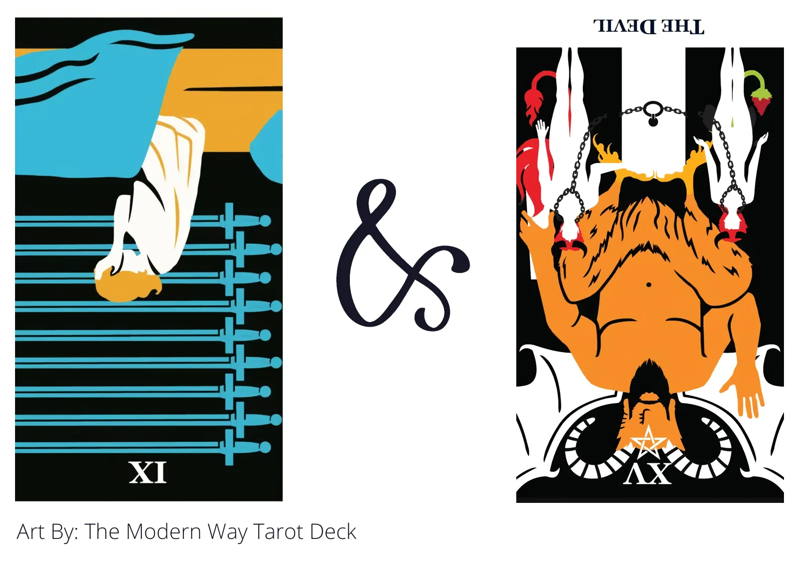 nine of swords reversed and the devil reversed tarot cards together