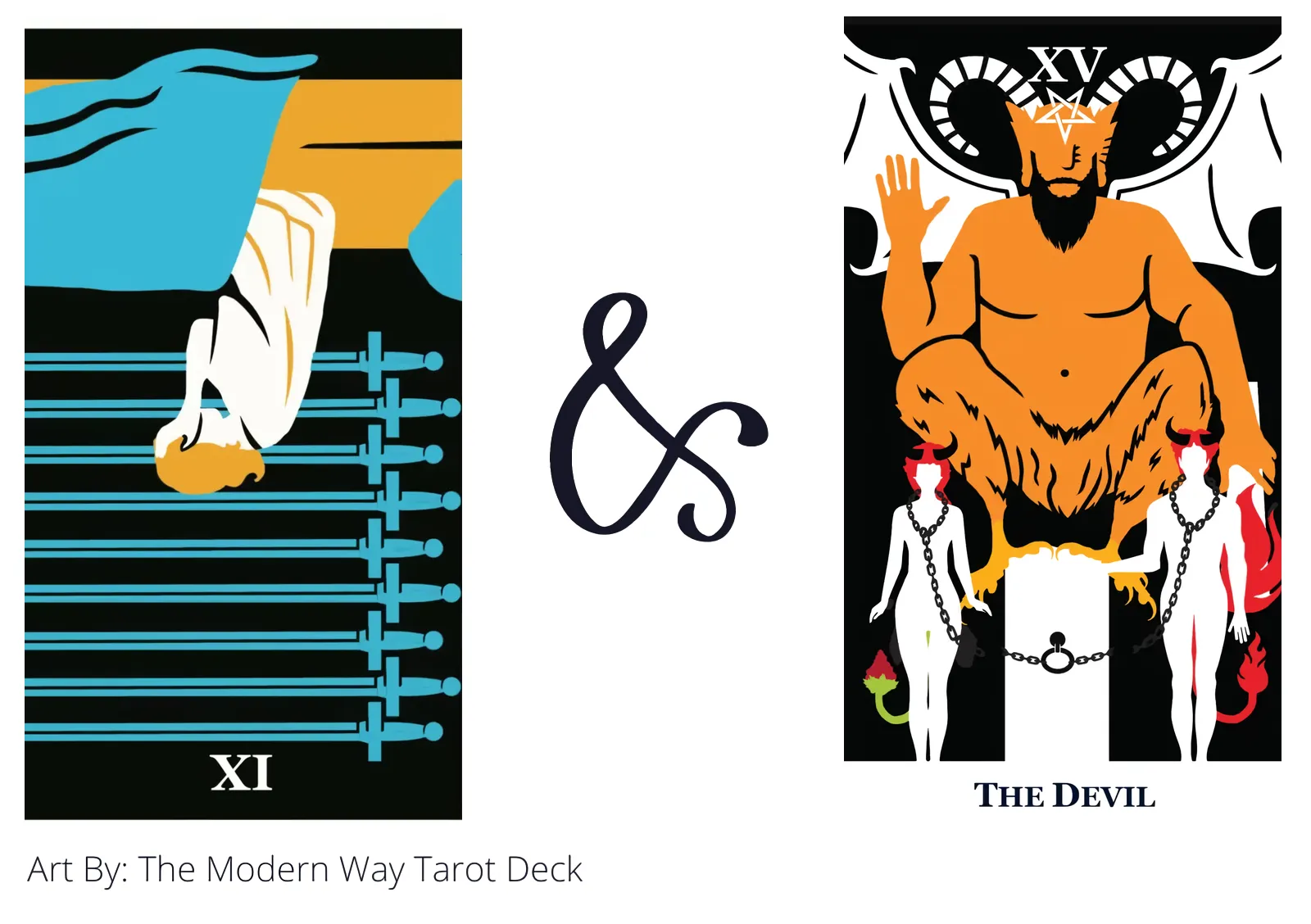 nine of swords reversed and the devil tarot cards together