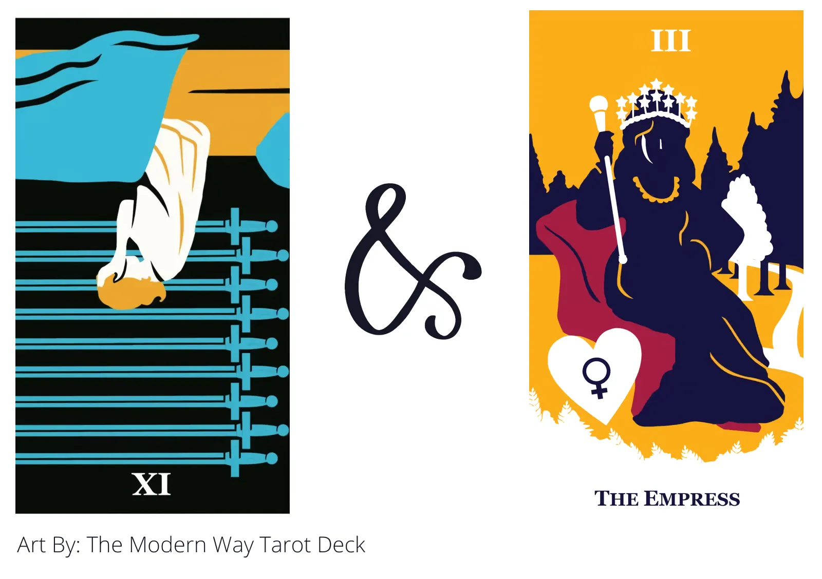 nine of swords reversed and the empress tarot cards together