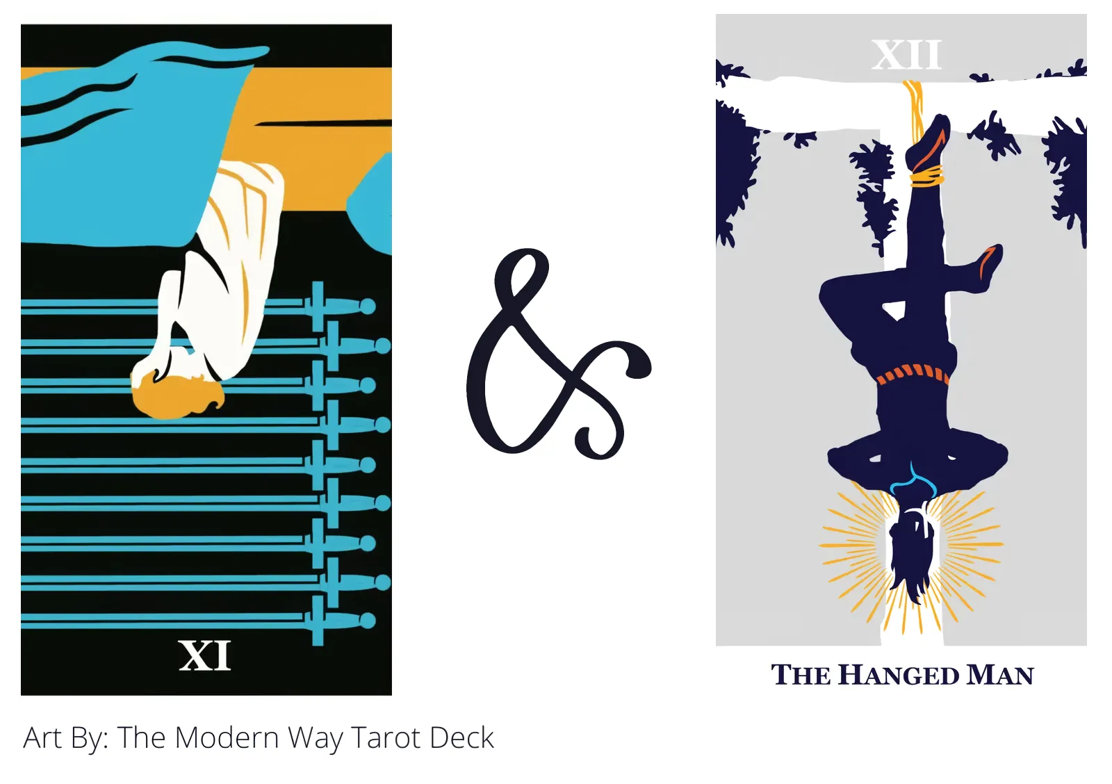 nine of swords reversed and the hanged man tarot cards together