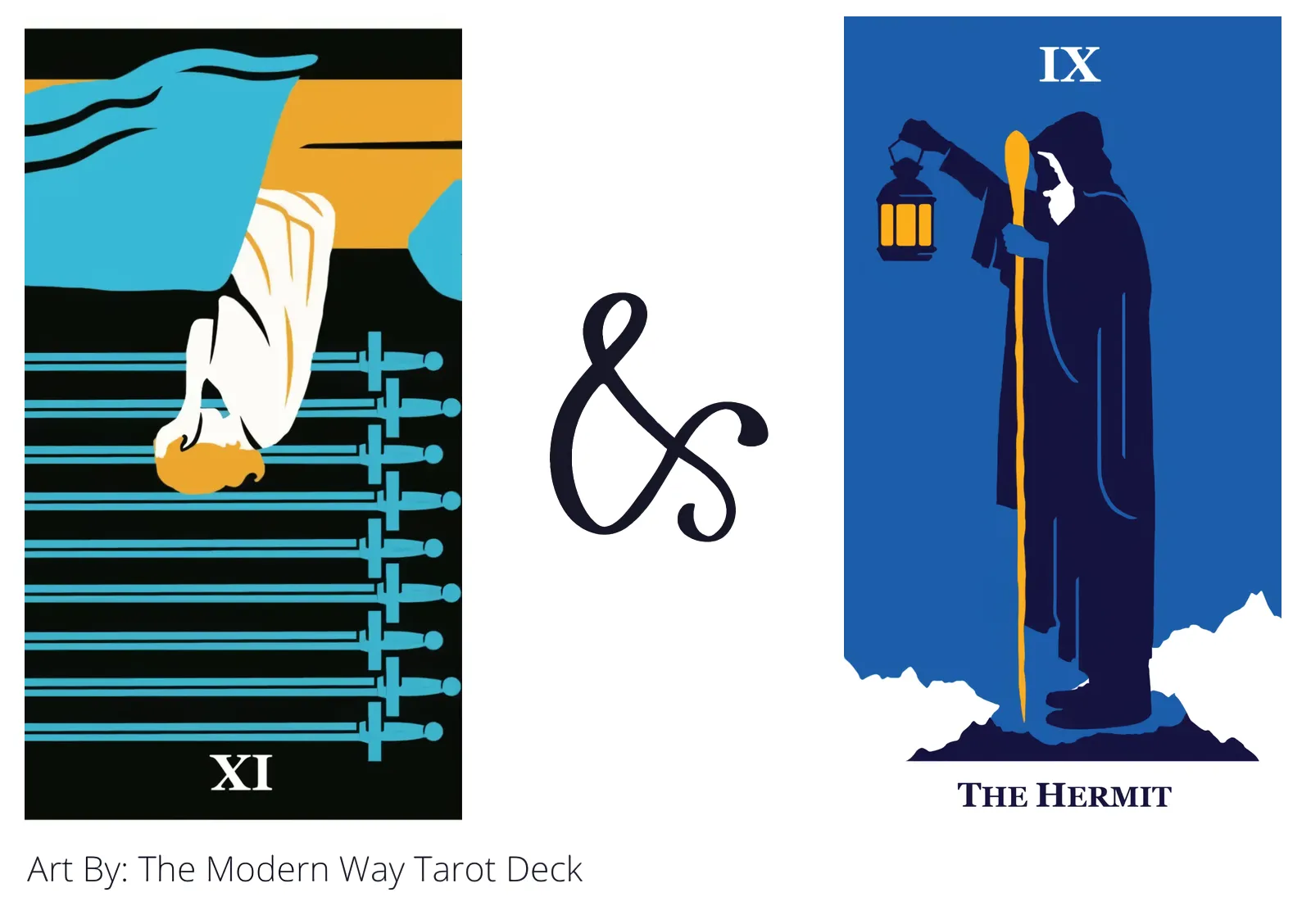 nine of swords reversed and the hermit tarot cards together