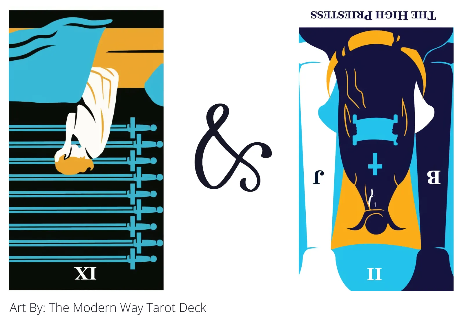 nine of swords reversed and the high priestess reversed tarot cards together