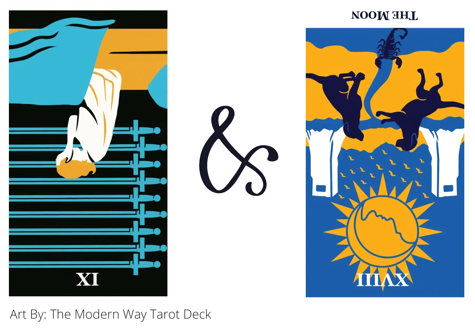 nine of swords reversed and the moon reversed tarot cards together