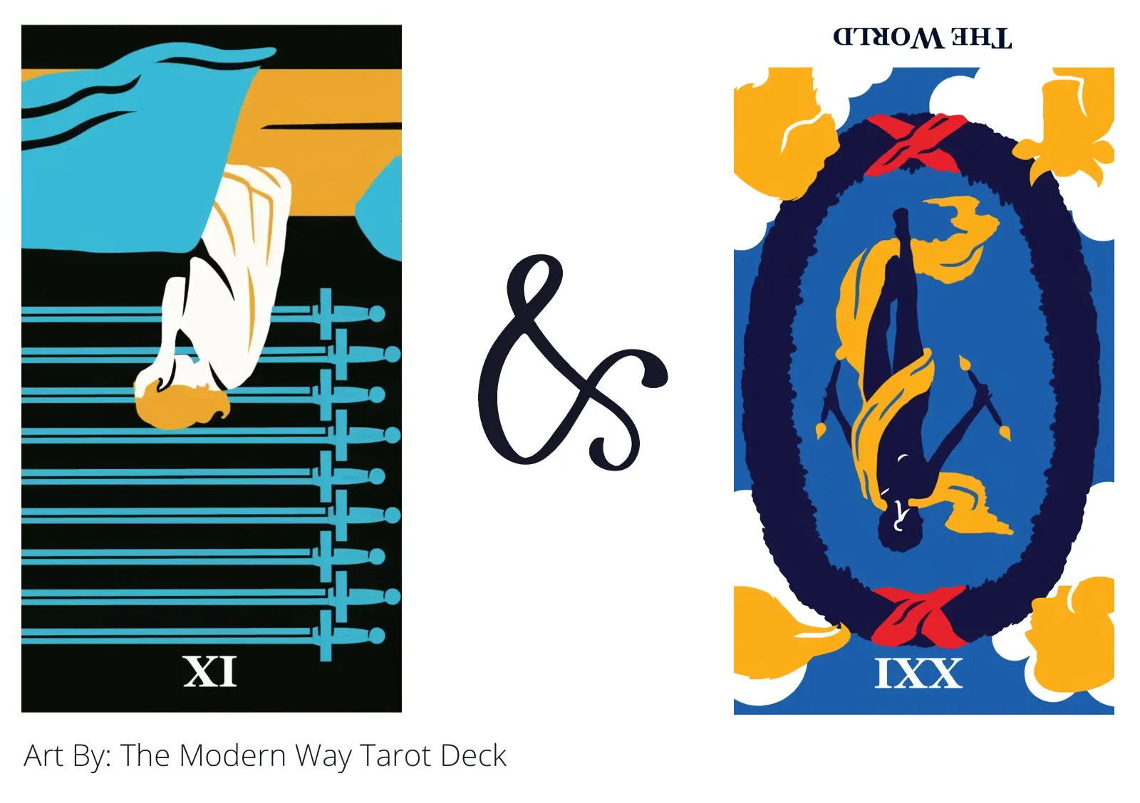 nine of swords reversed and the world reversed tarot cards together