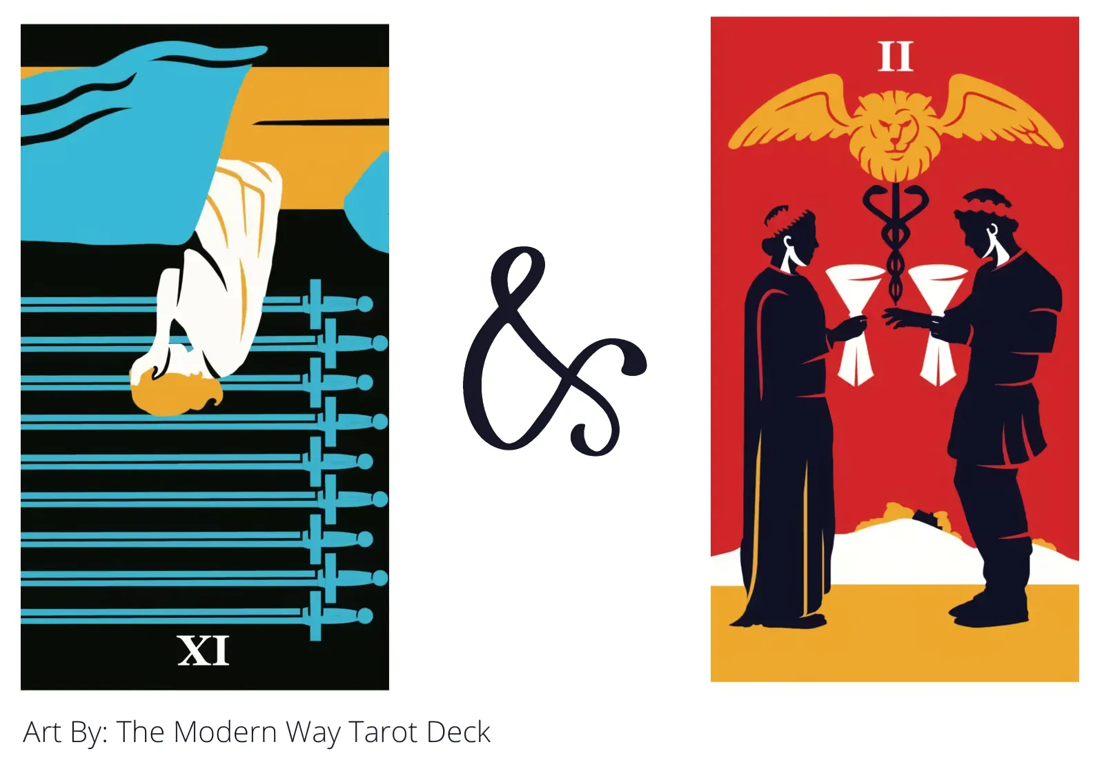 nine of swords reversed and two of cups tarot cards together