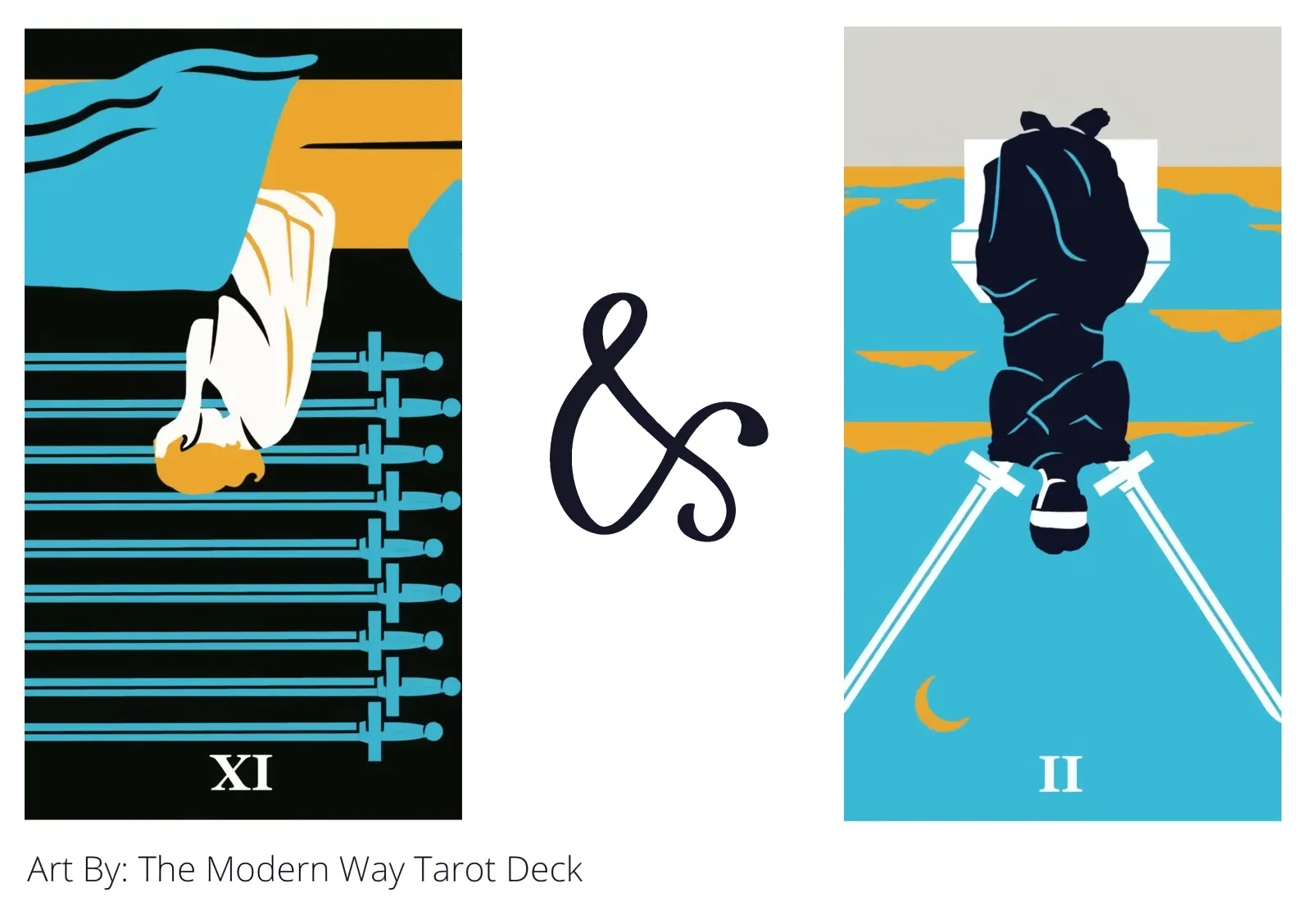 nine of swords reversed and two of swords reversed tarot cards together
