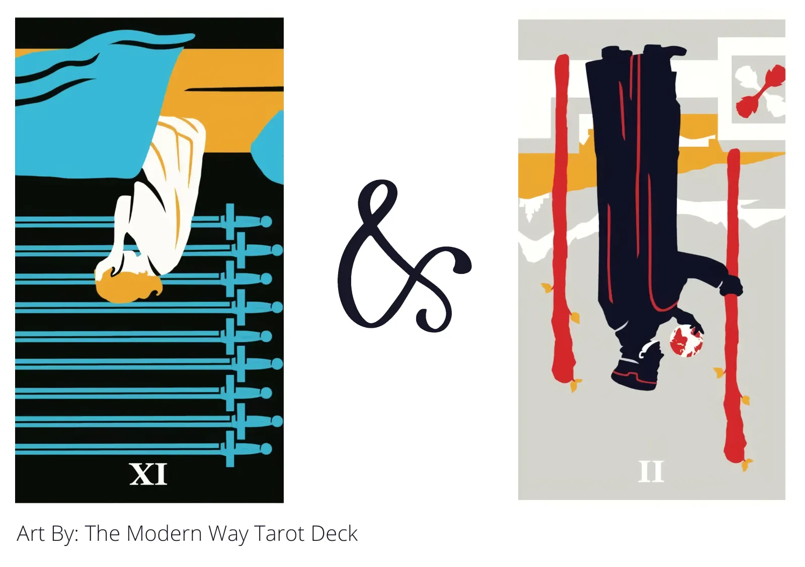 nine of swords reversed and two of wands reversed tarot cards together