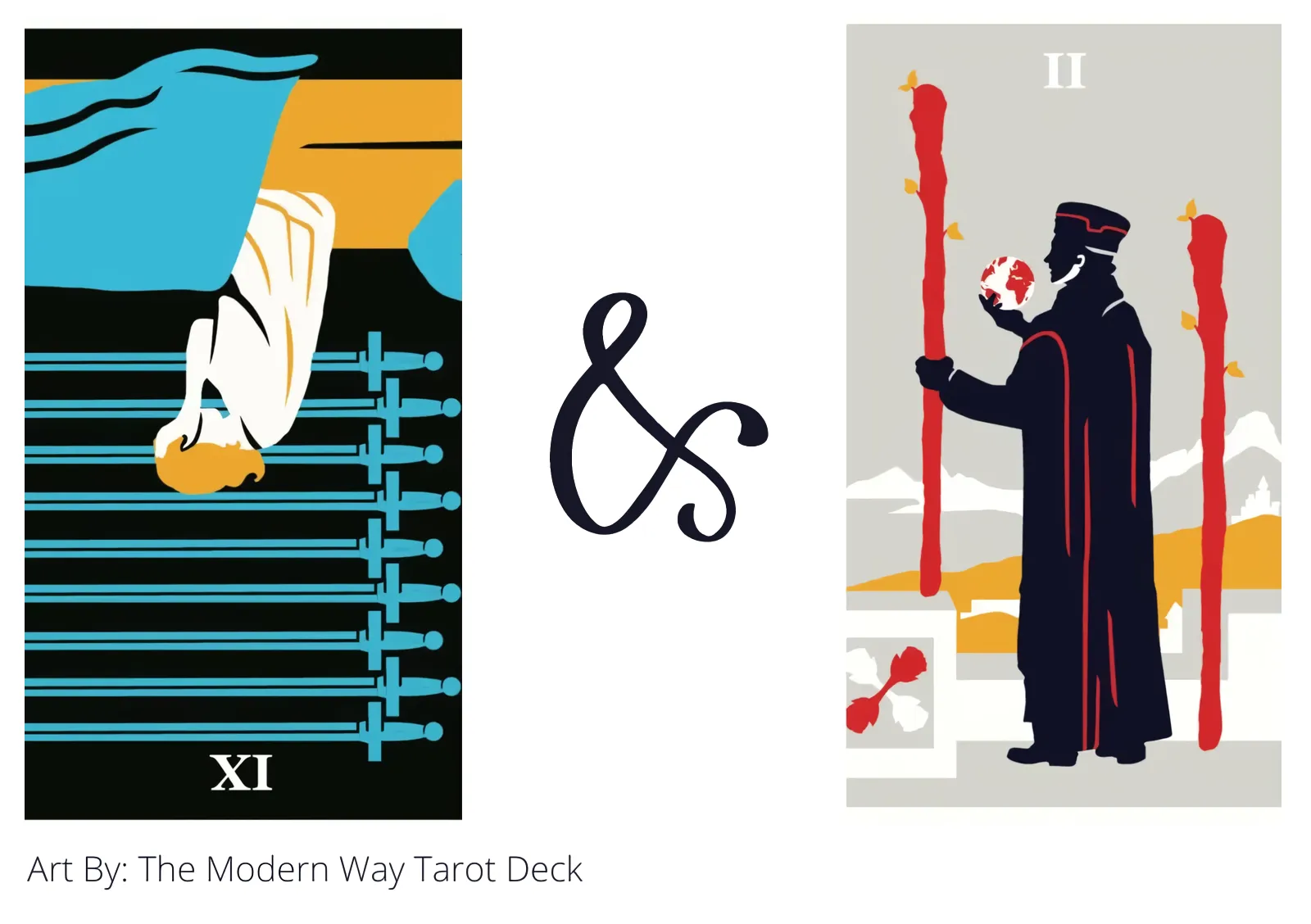 nine of swords reversed and two of wands tarot cards together