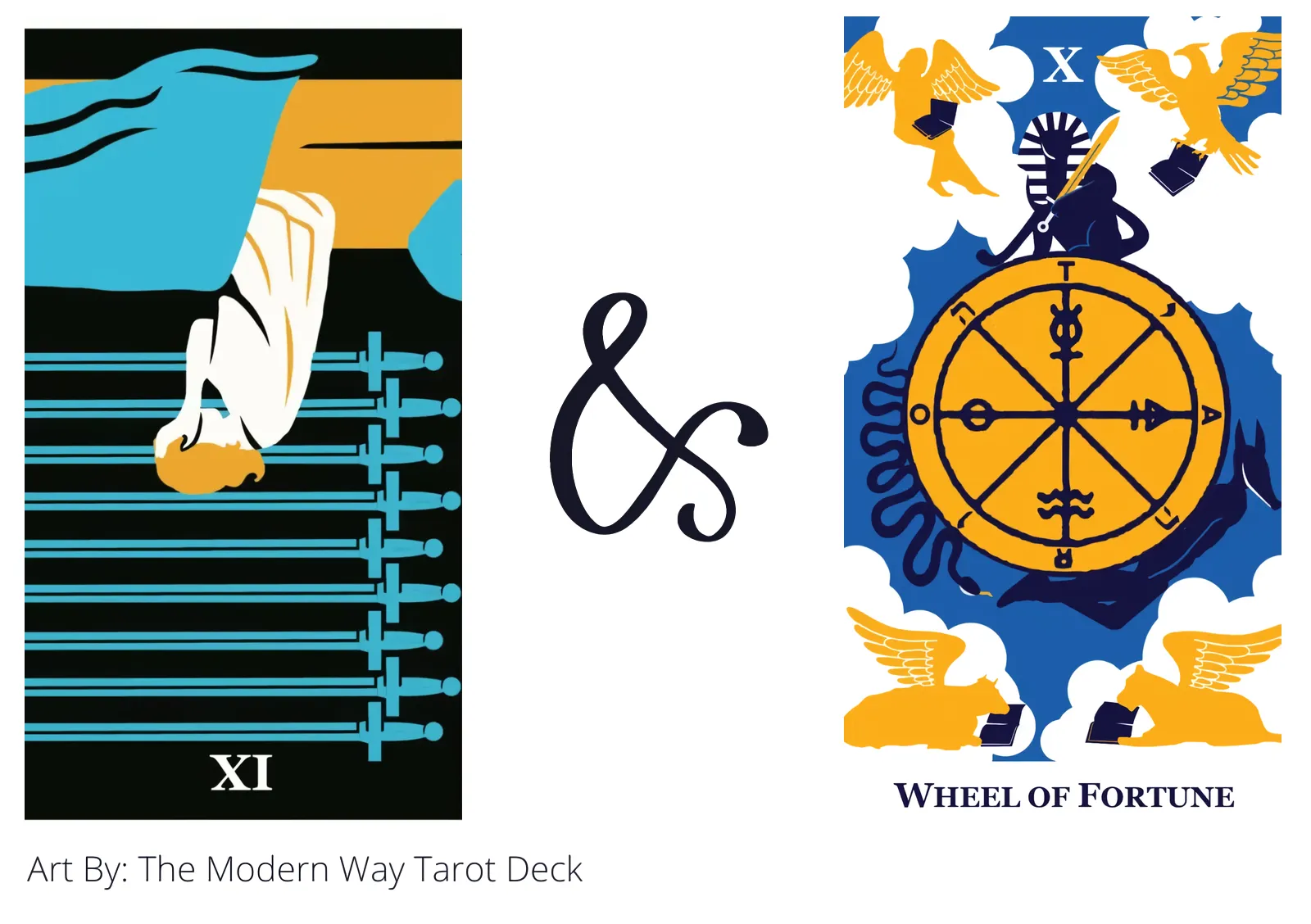 nine of swords reversed and wheel of fortune tarot cards together