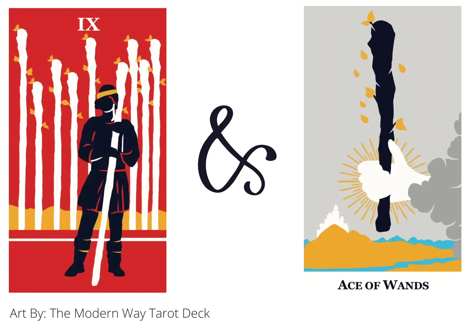 nine of wands and ace of wands tarot cards together