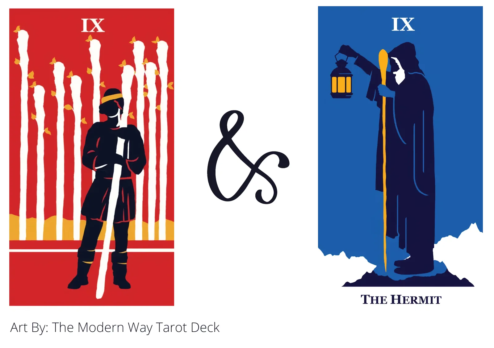 nine of wands and the hermit tarot cards together