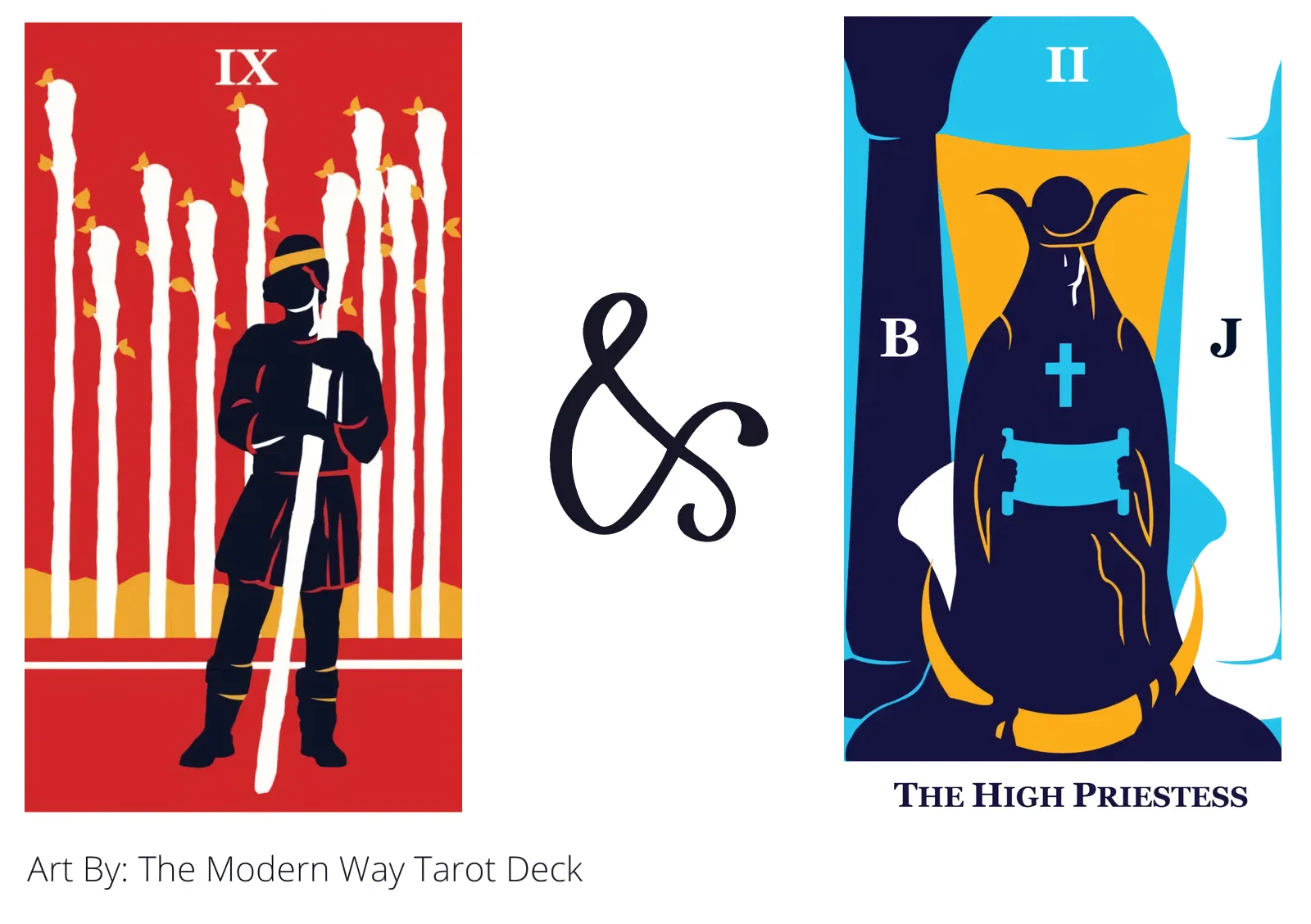 nine of wands and the high priestess tarot cards together