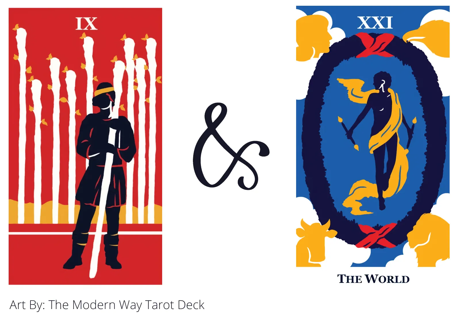 nine of wands and the world tarot cards together