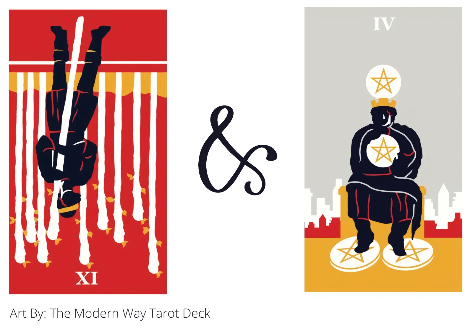 nine of wands reversed and four of pentacles tarot cards together