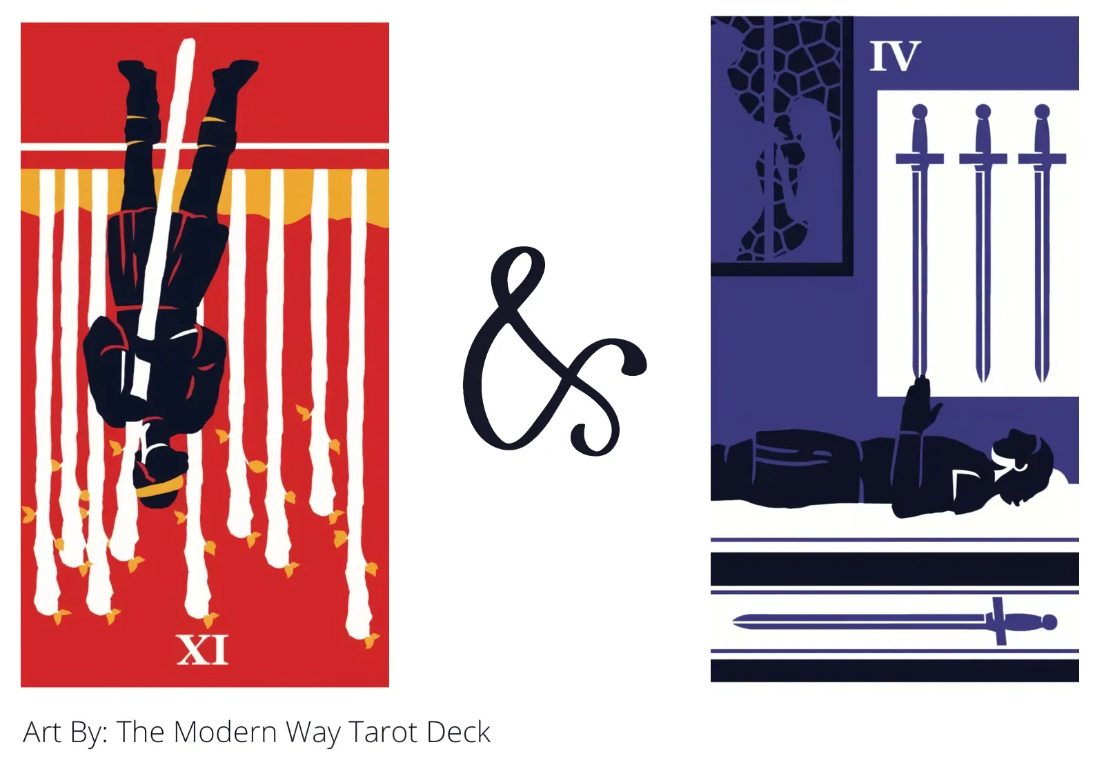 nine of wands reversed and four of swords tarot cards together