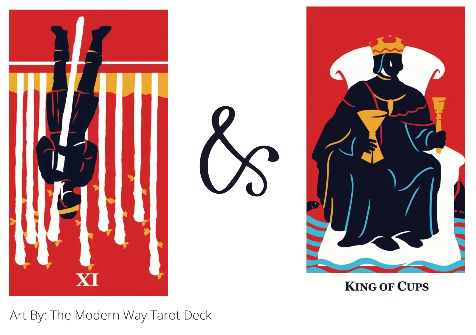 nine of wands reversed and king of cups tarot cards together