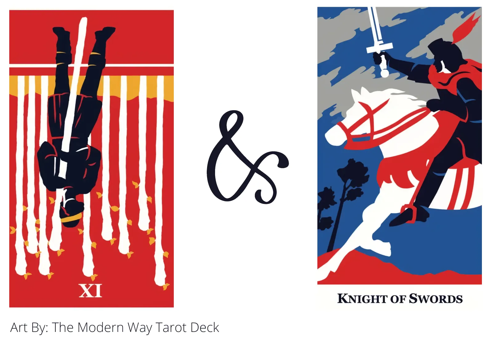 nine of wands reversed and knight of swords tarot cards together