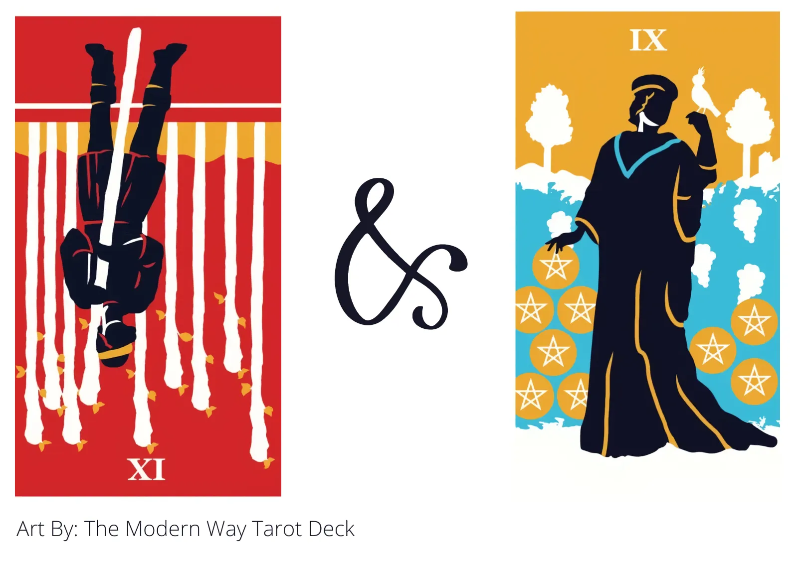 nine of wands reversed and nine of pentacles tarot cards together