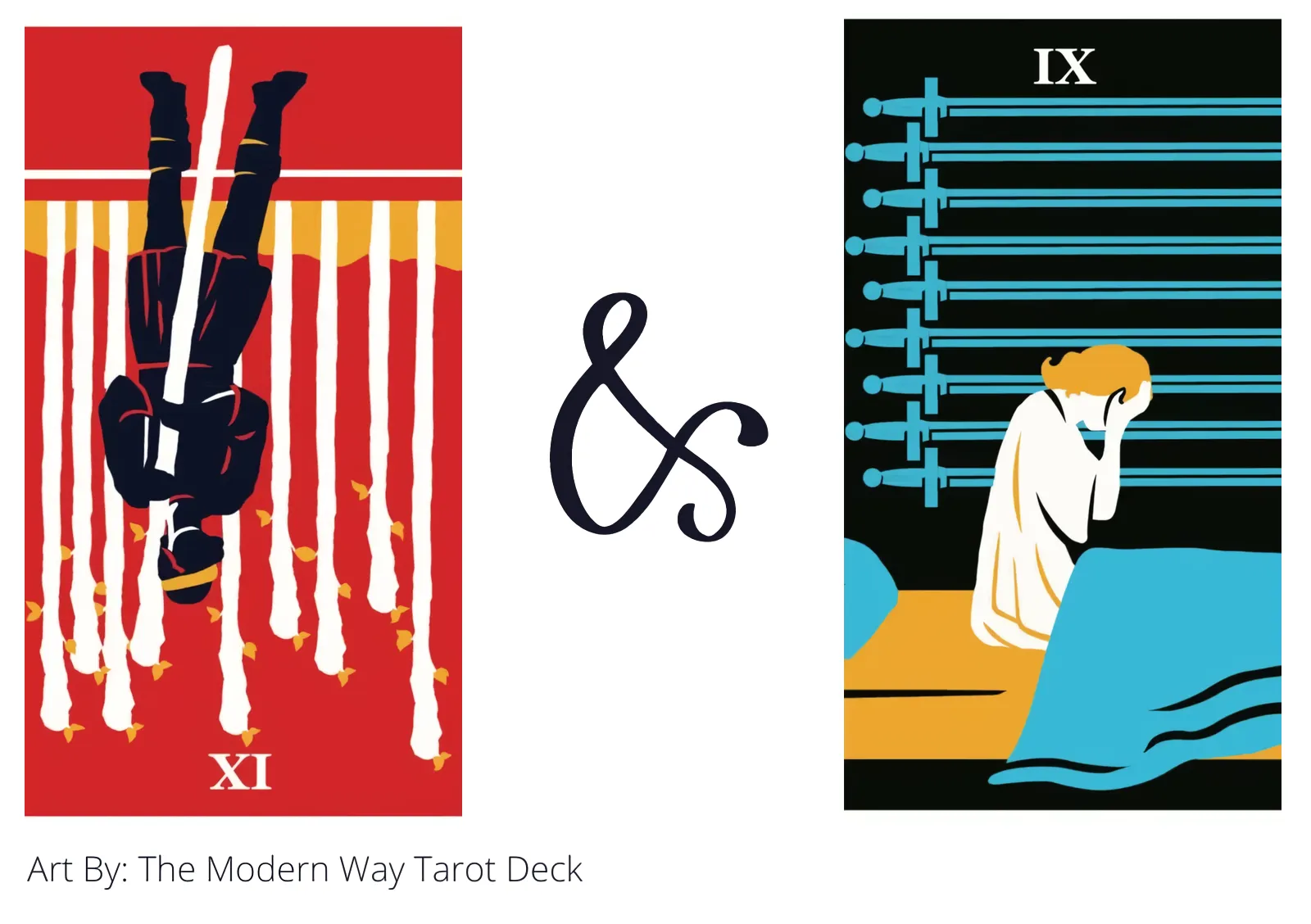 nine of wands reversed and nine of swords tarot cards together