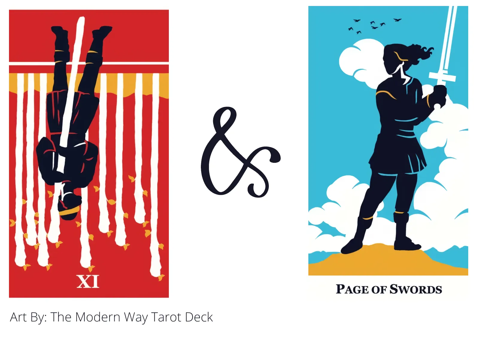 nine of wands reversed and page of swords tarot cards together