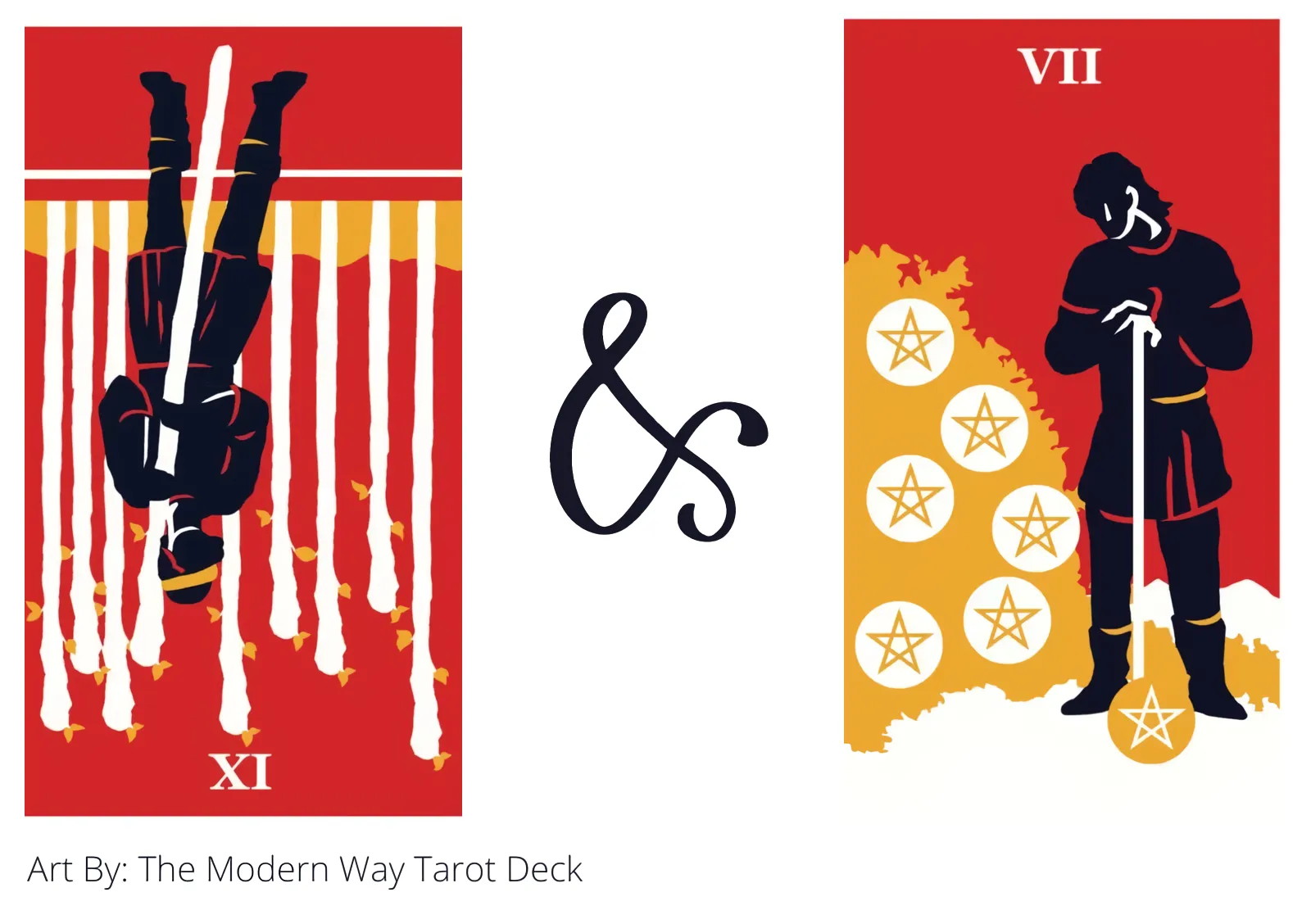 nine of wands reversed and seven of pentacles tarot cards together