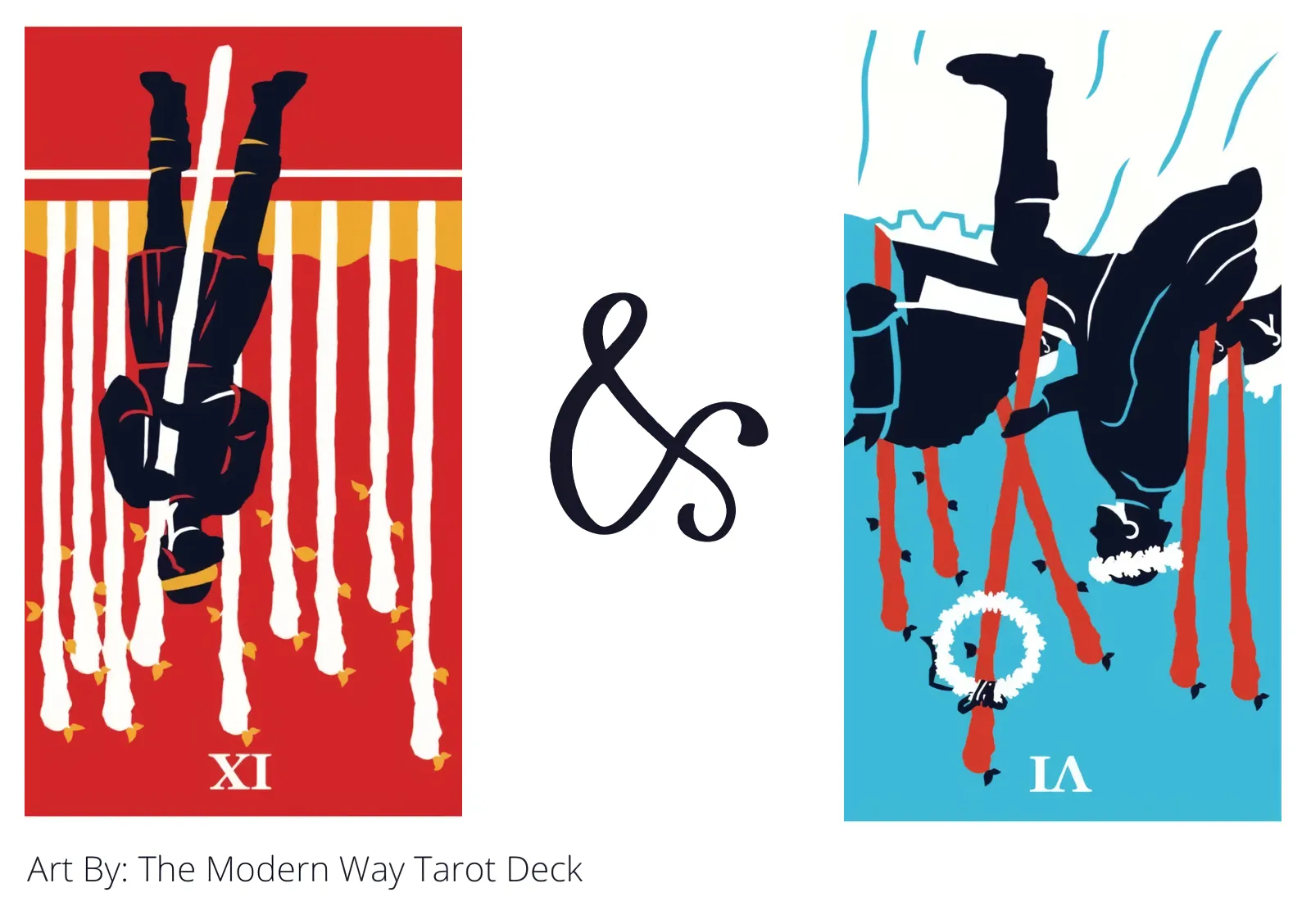 nine of wands reversed and six of wands reversed tarot cards together