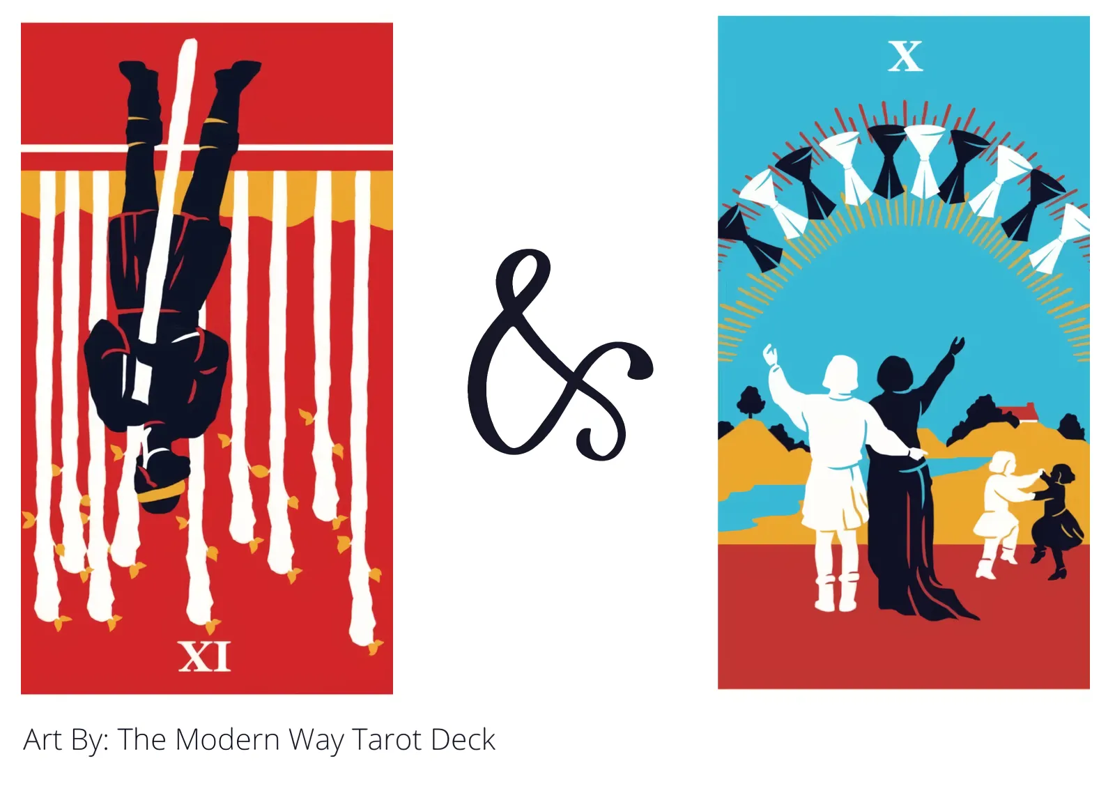 nine of wands reversed and ten of cups tarot cards together