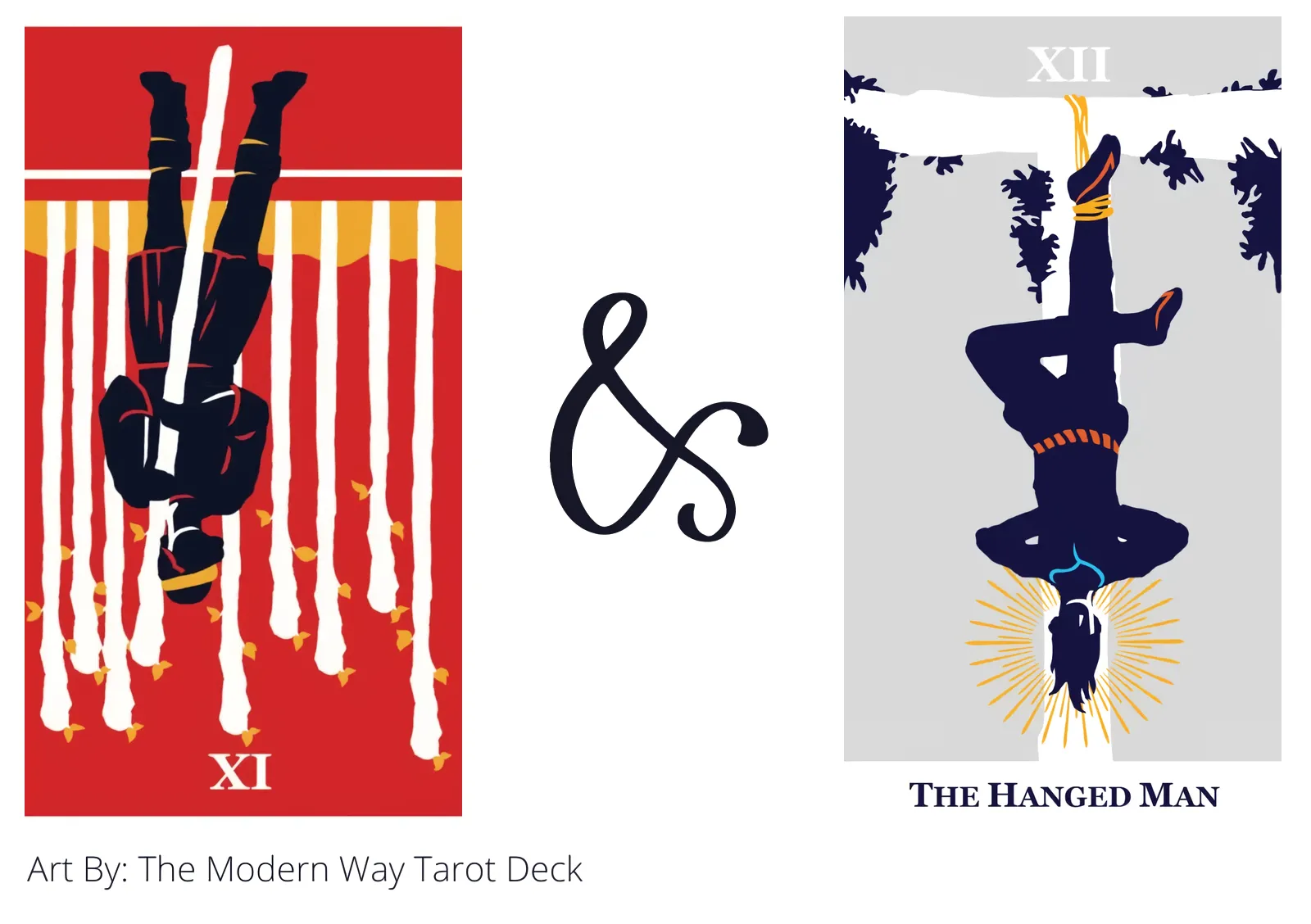 nine of wands reversed and the hanged man tarot cards together