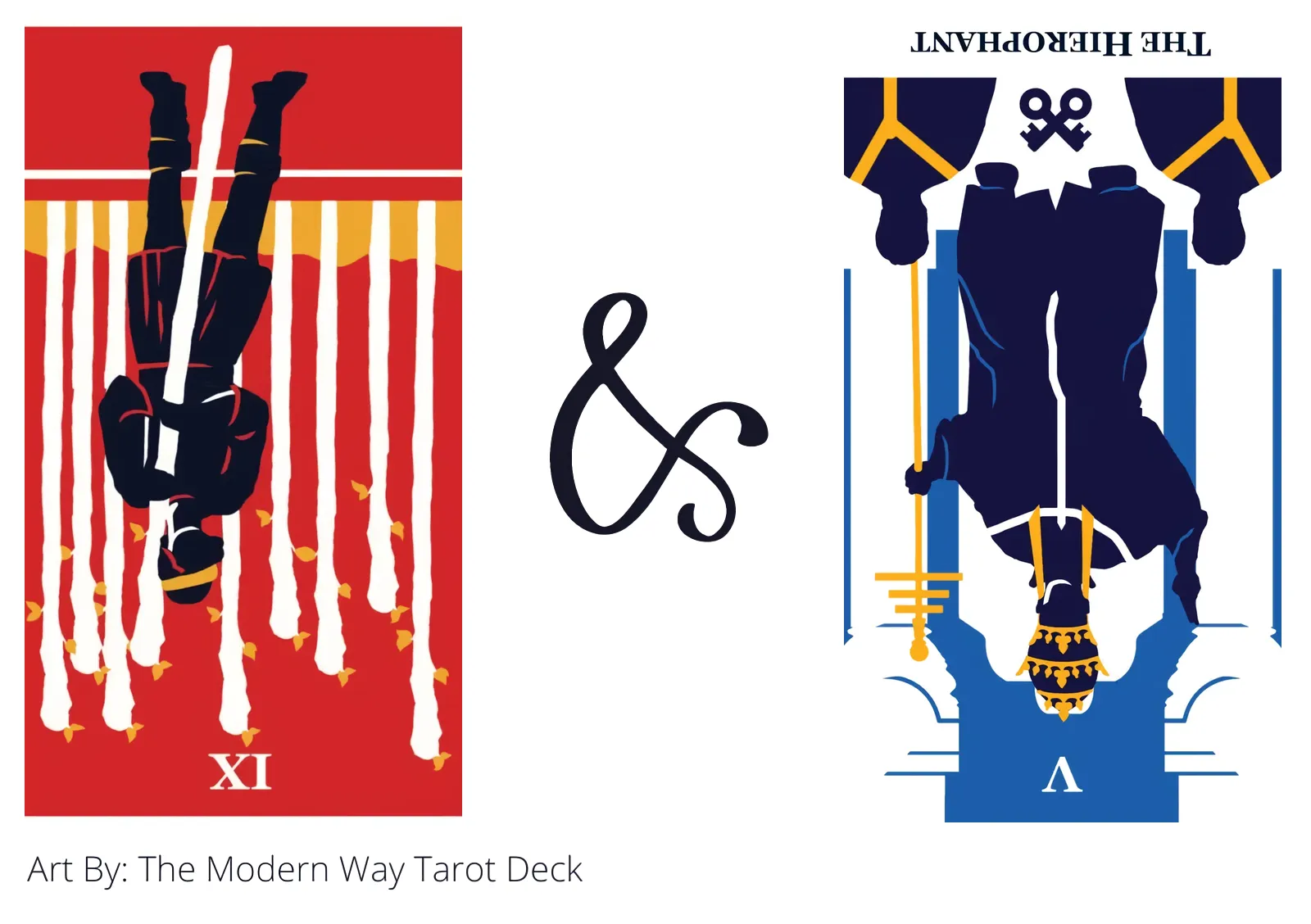 nine of wands reversed and the hierophant reversed tarot cards together