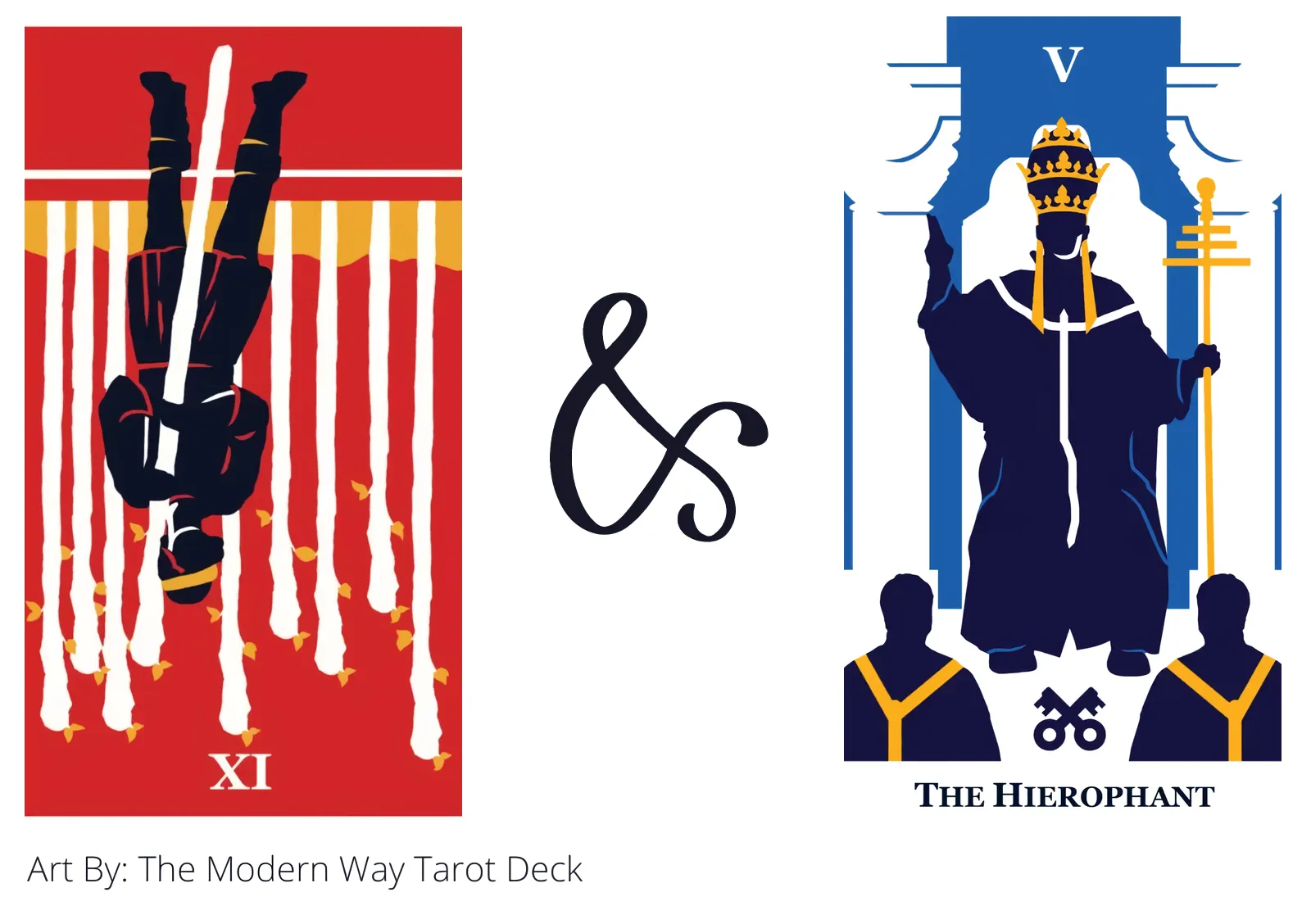 nine of wands reversed and the hierophant tarot cards together