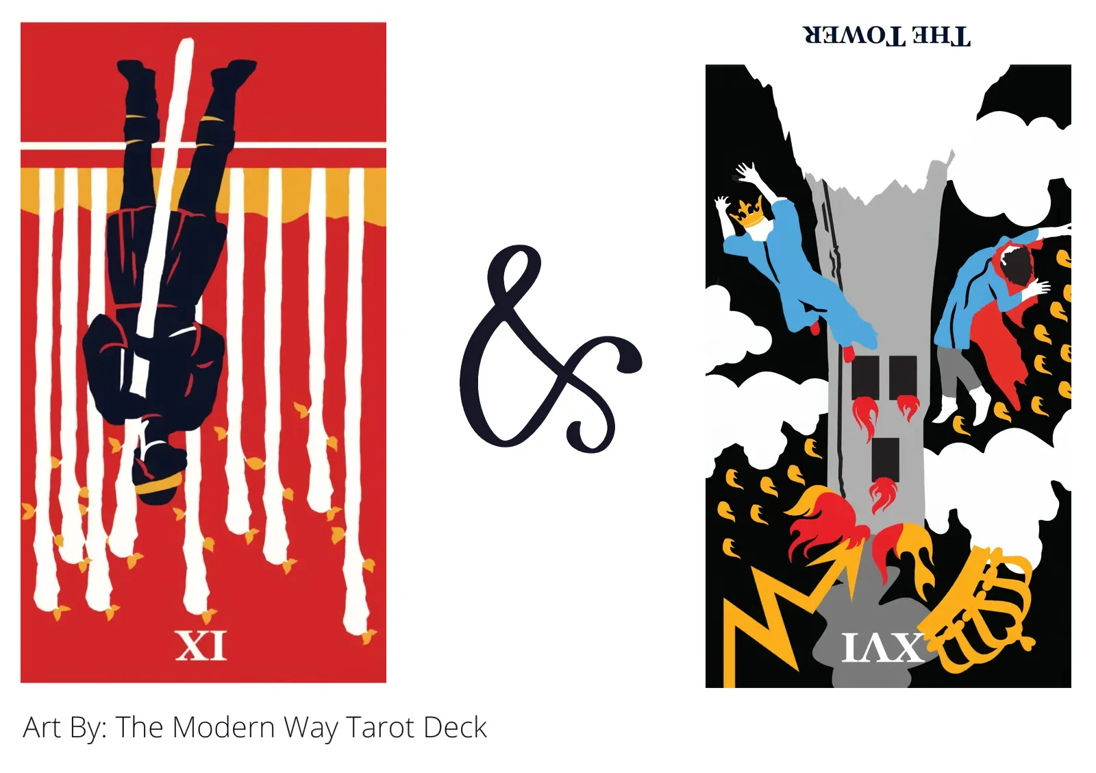 nine of wands reversed and the tower reversed tarot cards together