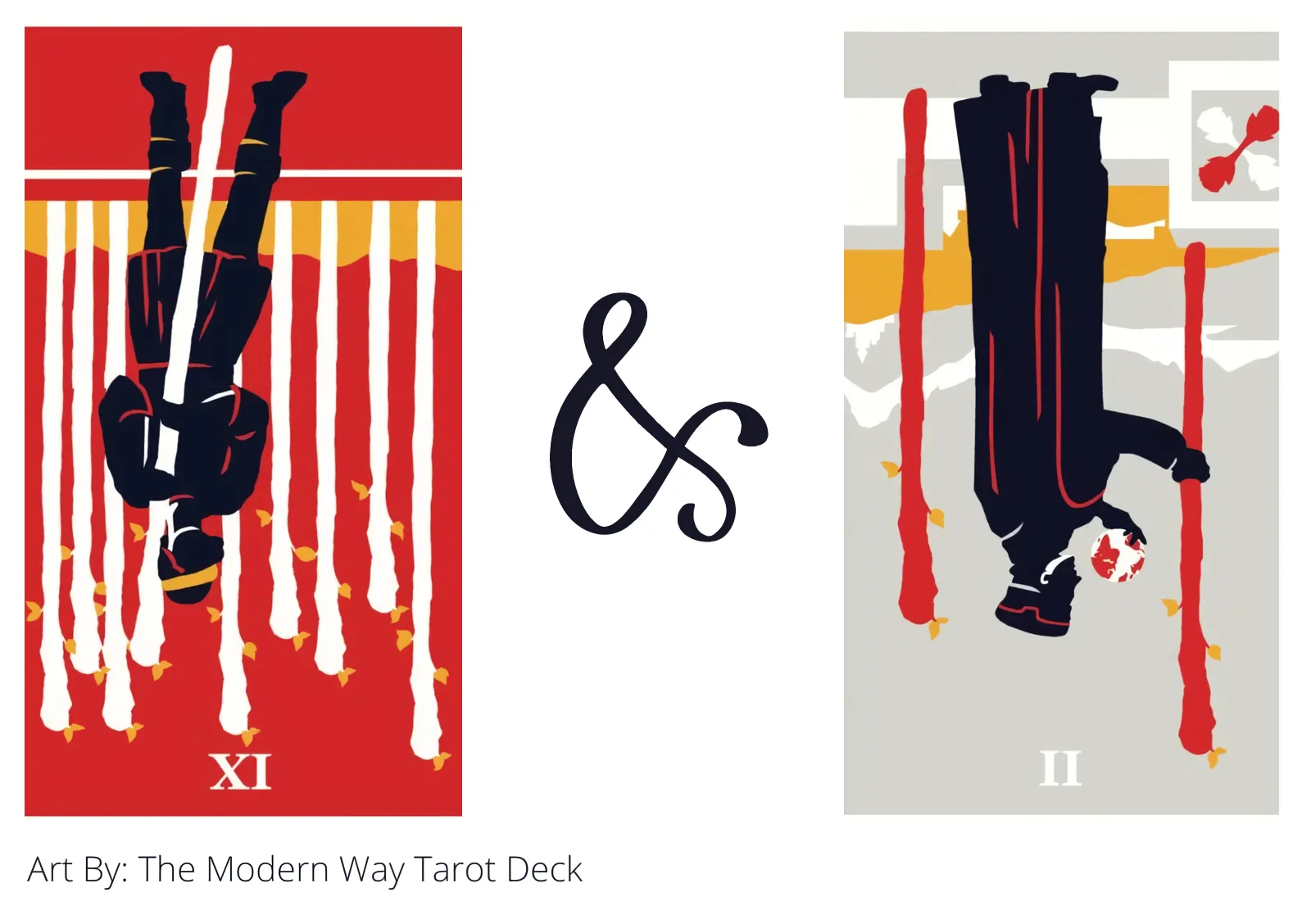 nine of wands reversed and two of wands reversed tarot cards together