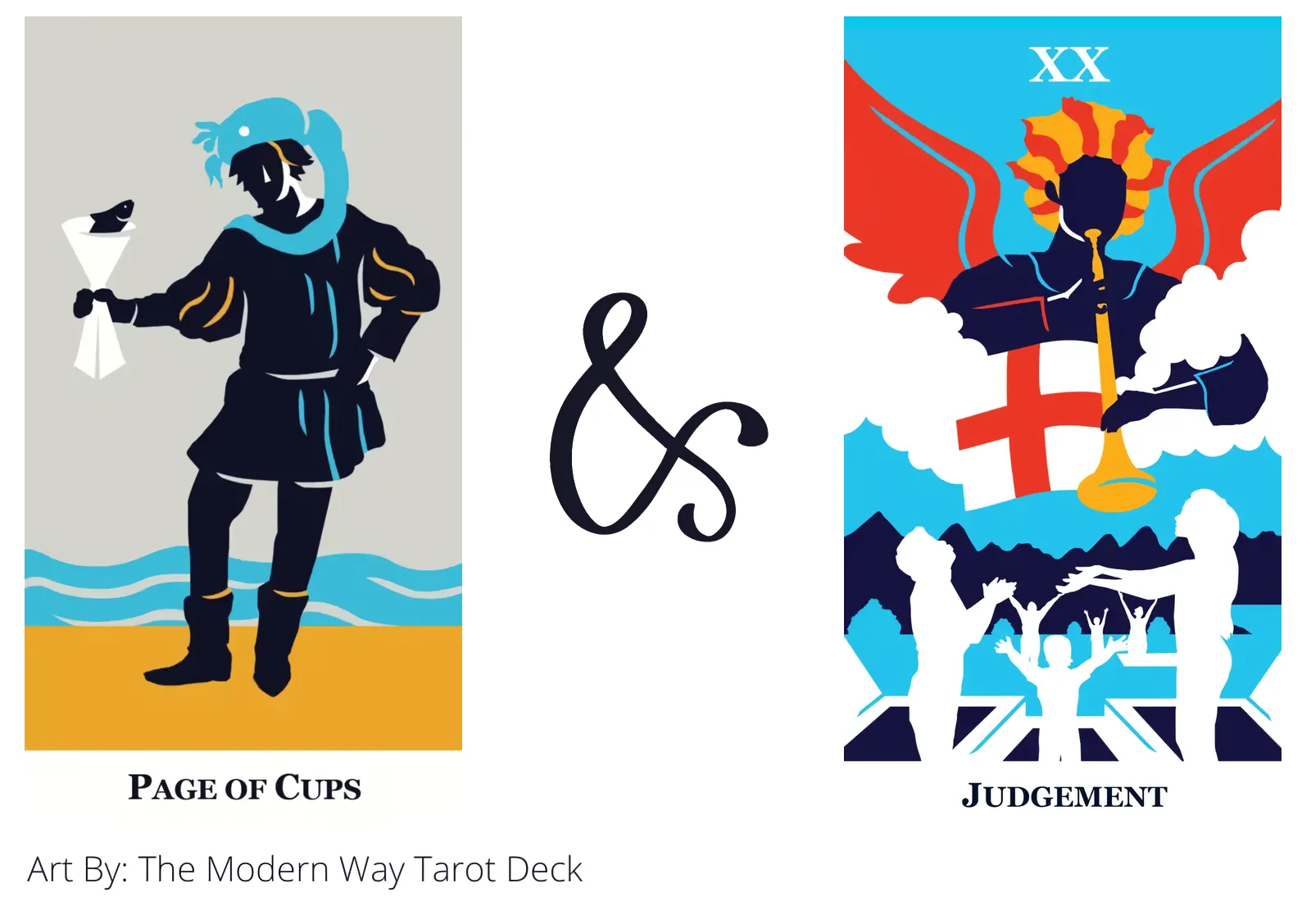 page of cups and judgement tarot cards together