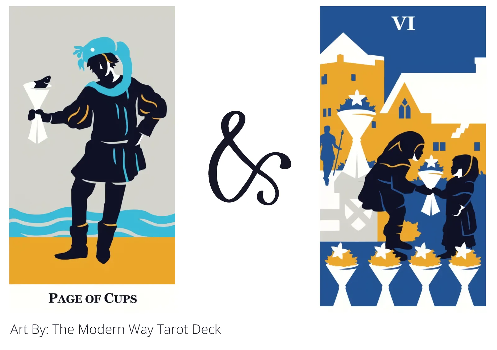 page of cups and six of cups tarot cards together
