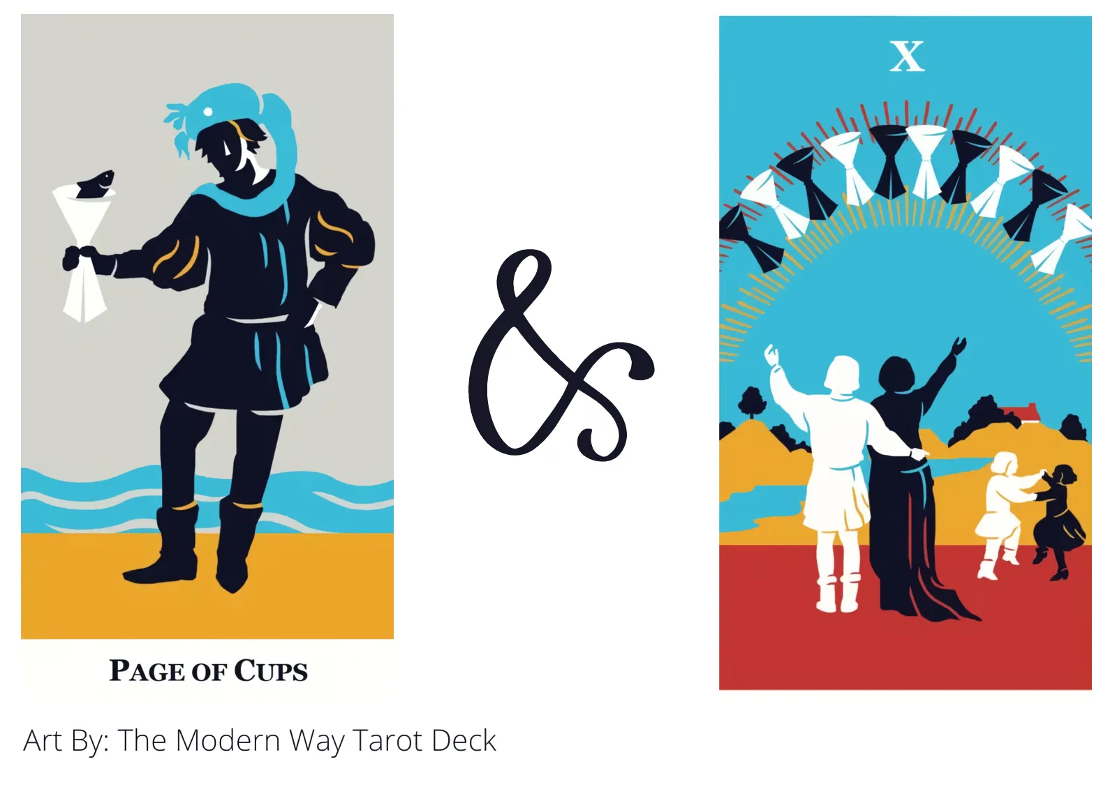 page of cups and ten of cups tarot cards together