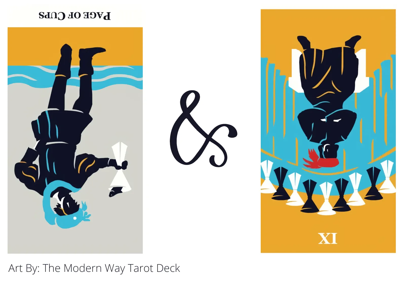 page of cups reversed and nine of cups reversed tarot cards together