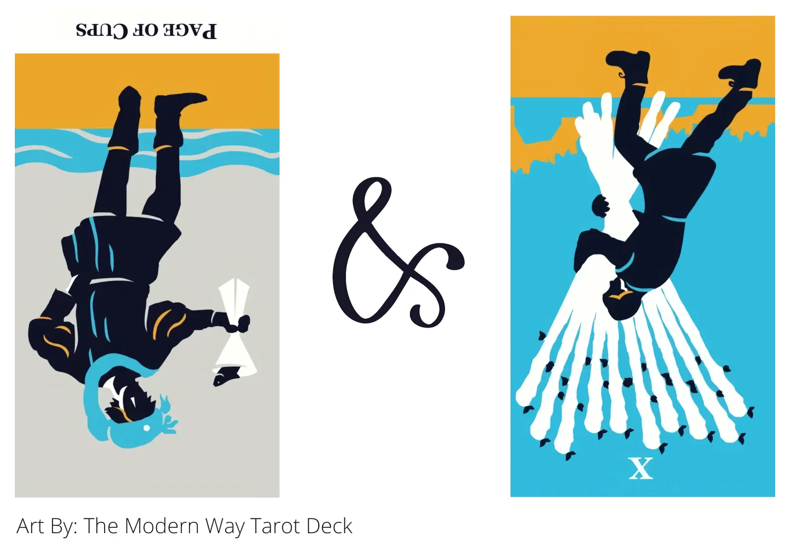 page of cups reversed and ten of wands reversed tarot cards together