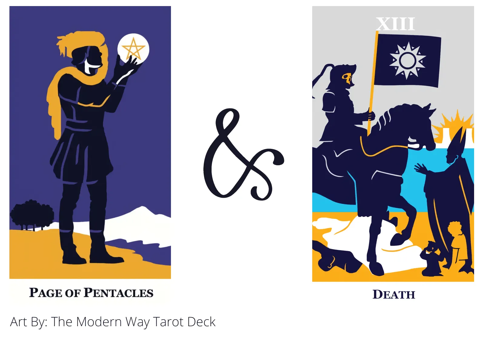 page of pentacles and death tarot cards together