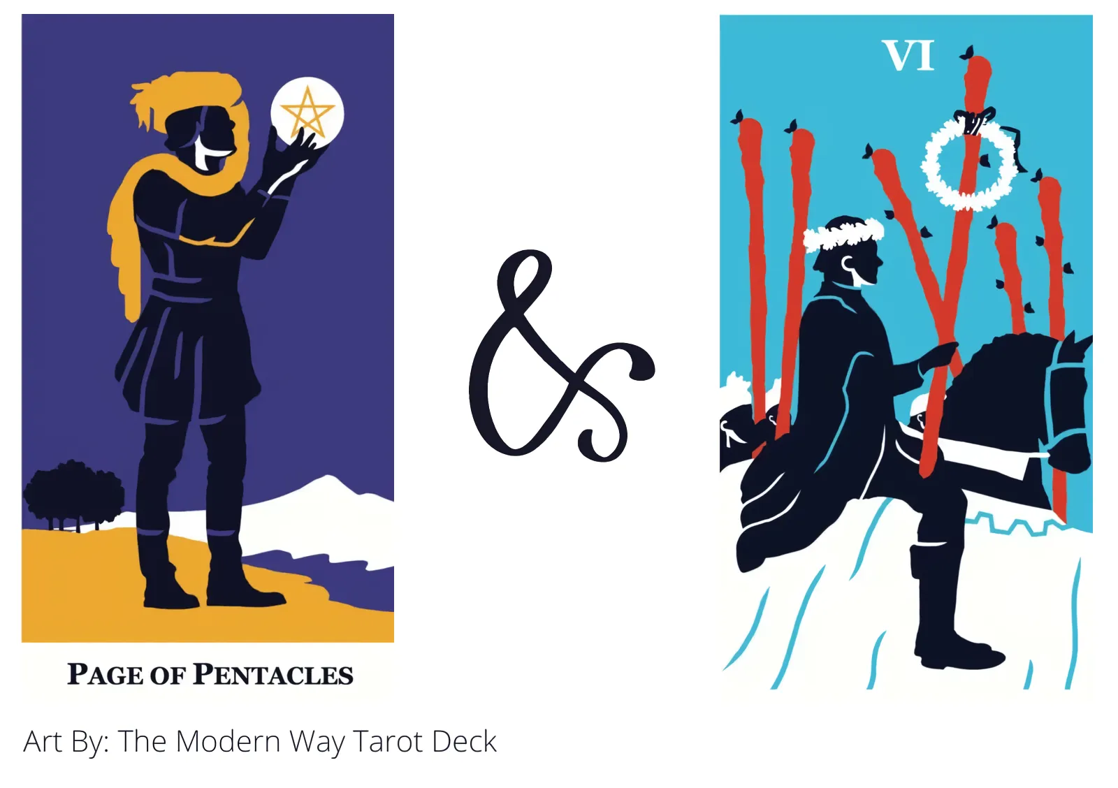 page of pentacles and six of wands tarot cards together