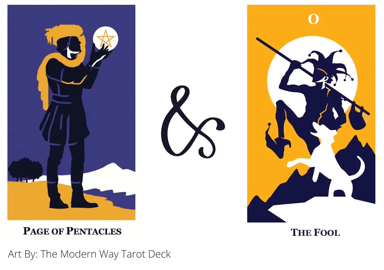 page of pentacles and the fool tarot cards together