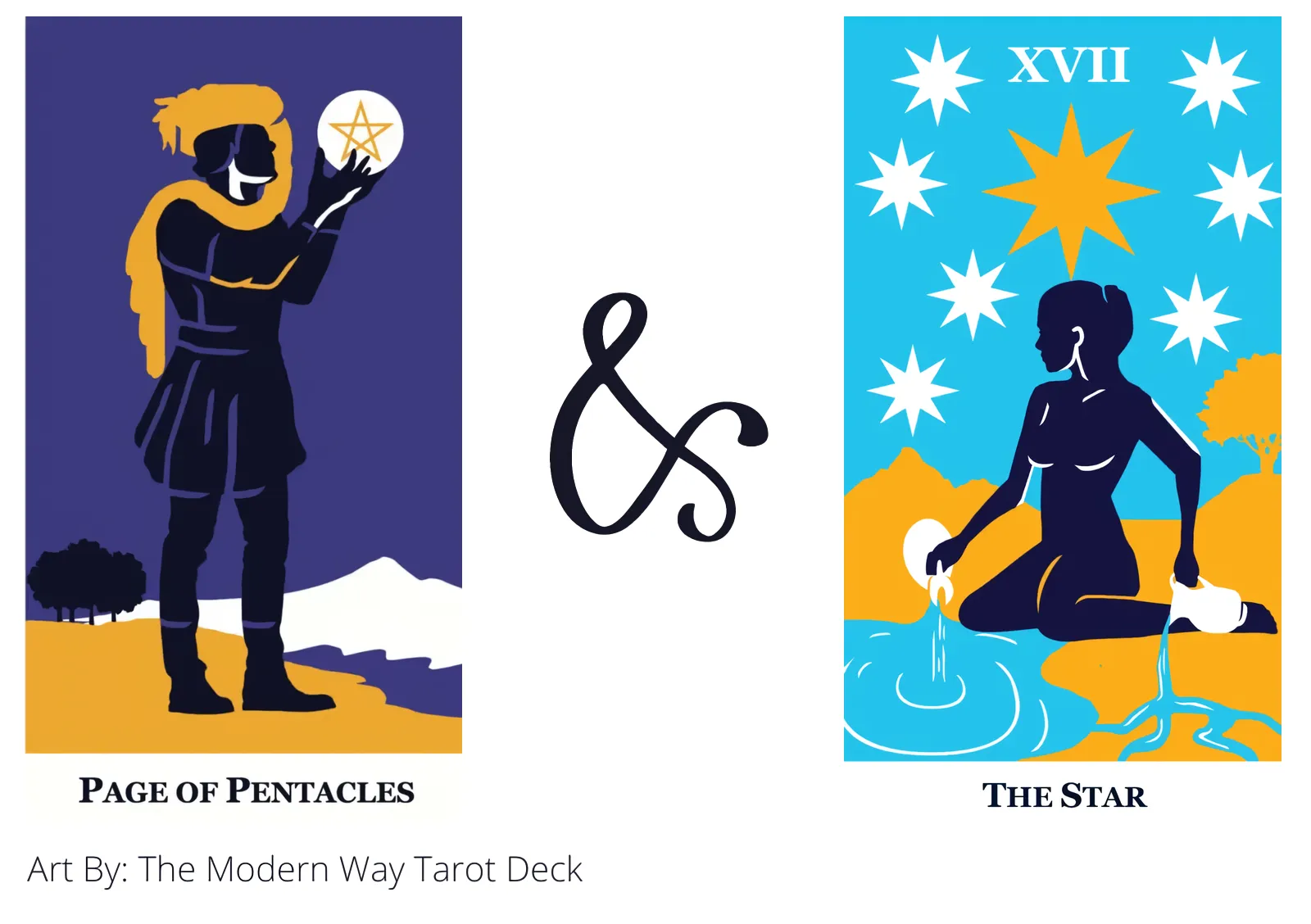 page of pentacles and the star tarot cards together