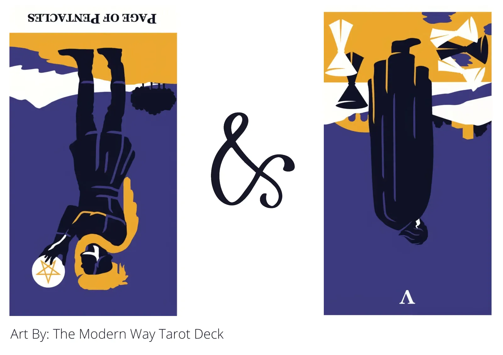 page of pentacles reversed and five of cups reversed tarot cards together