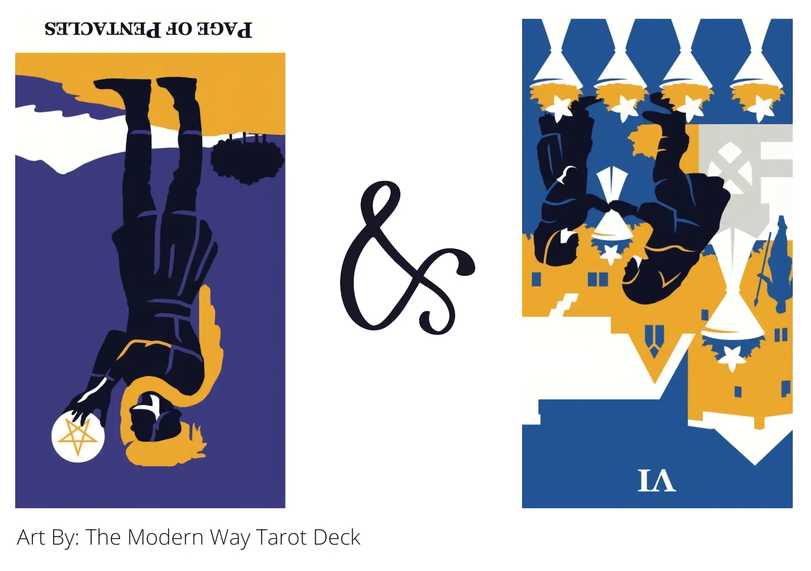 page of pentacles reversed and six of cups reversed tarot cards together