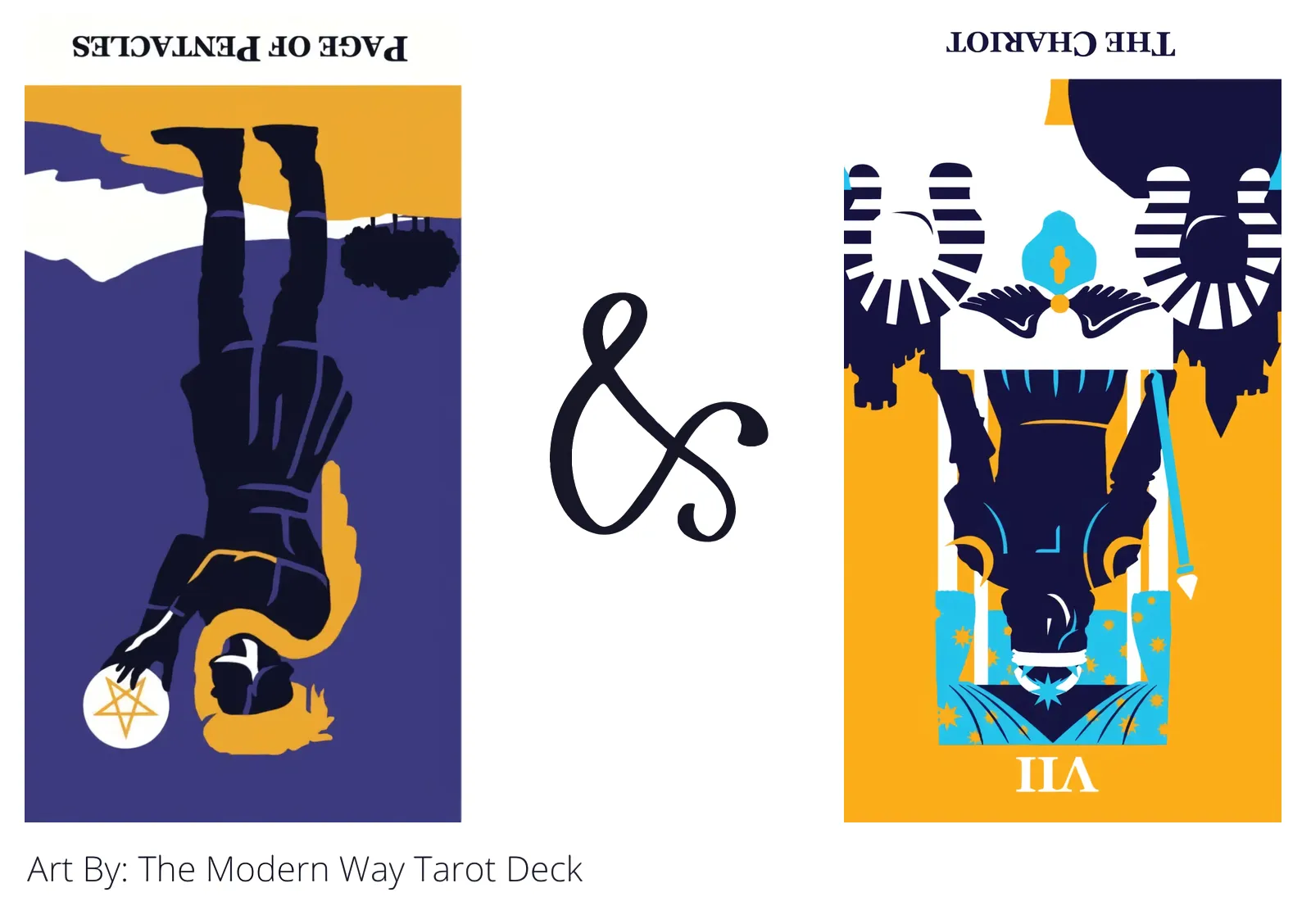 page of pentacles reversed and the chariot reversed tarot cards together
