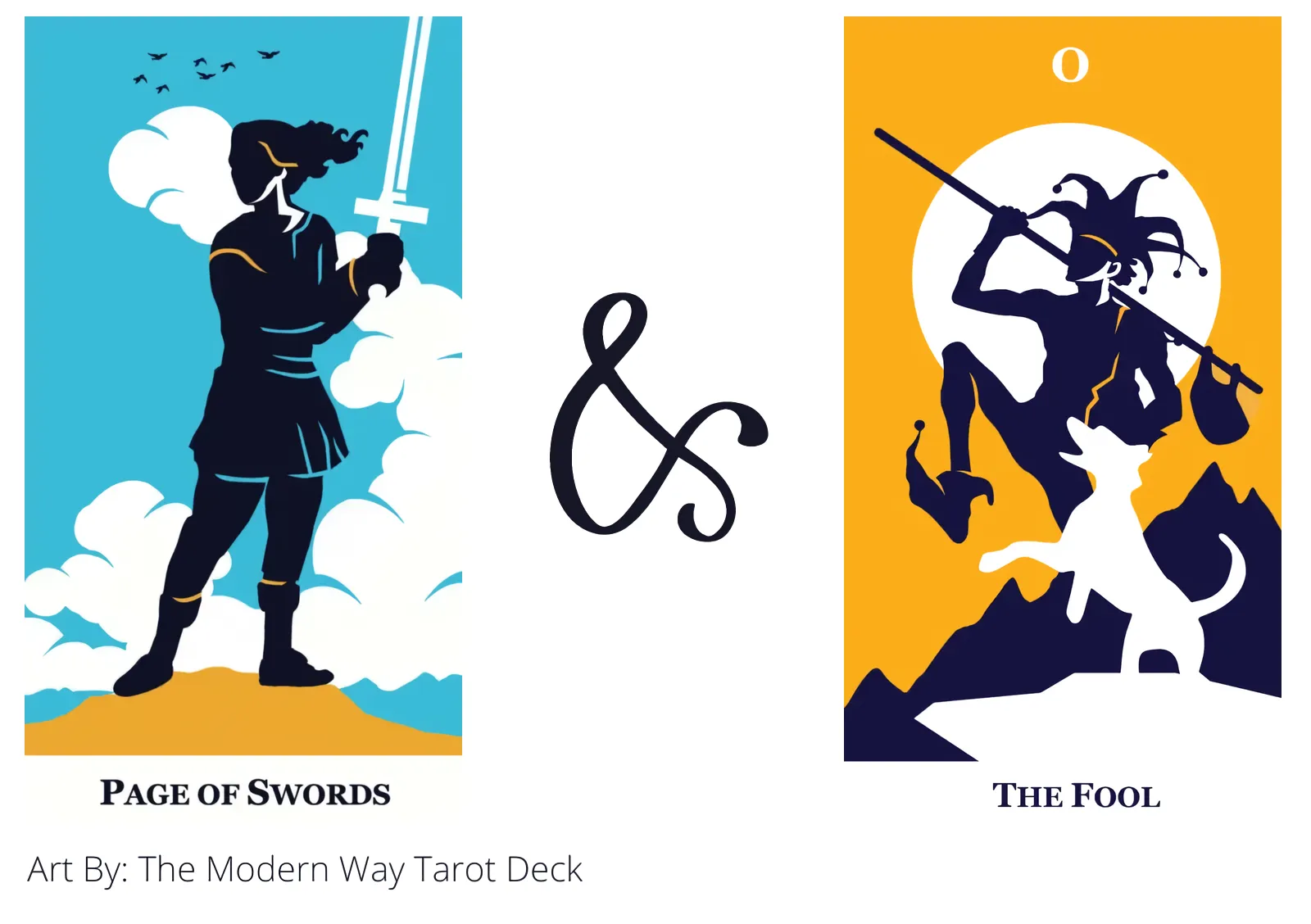 page of swords and the fool tarot cards together