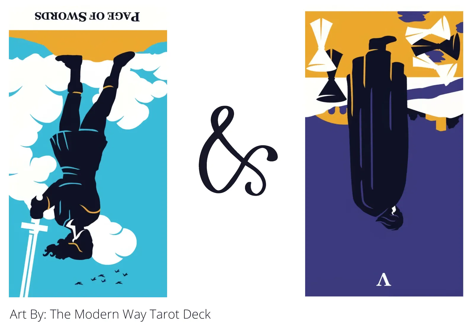 page of swords reversed and five of cups reversed tarot cards together
