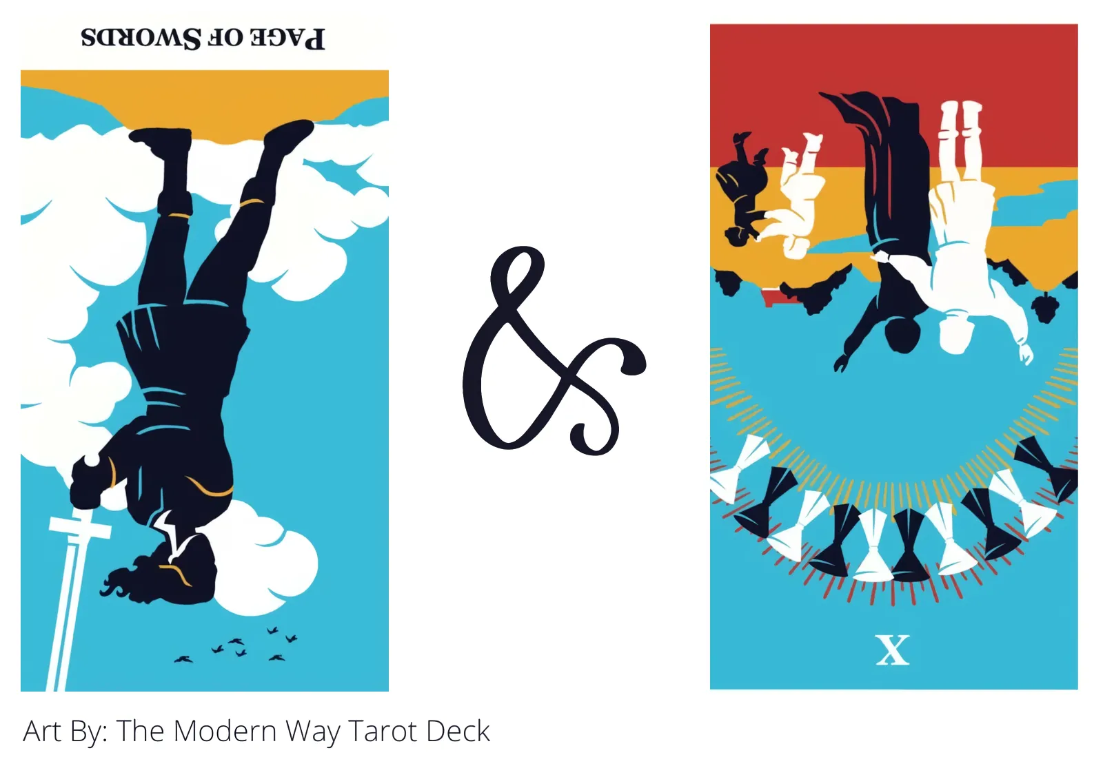 page of swords reversed and ten of cups reversed tarot cards together